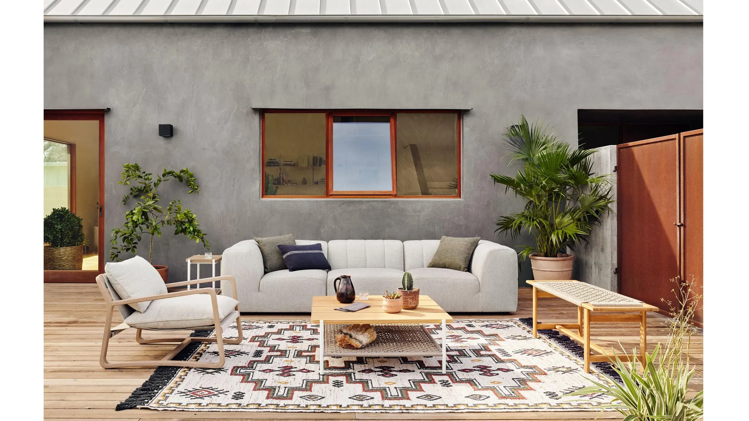 Gwen Outdoor 3-Piece Sectional Sofa - Faye Ash - Four Hands