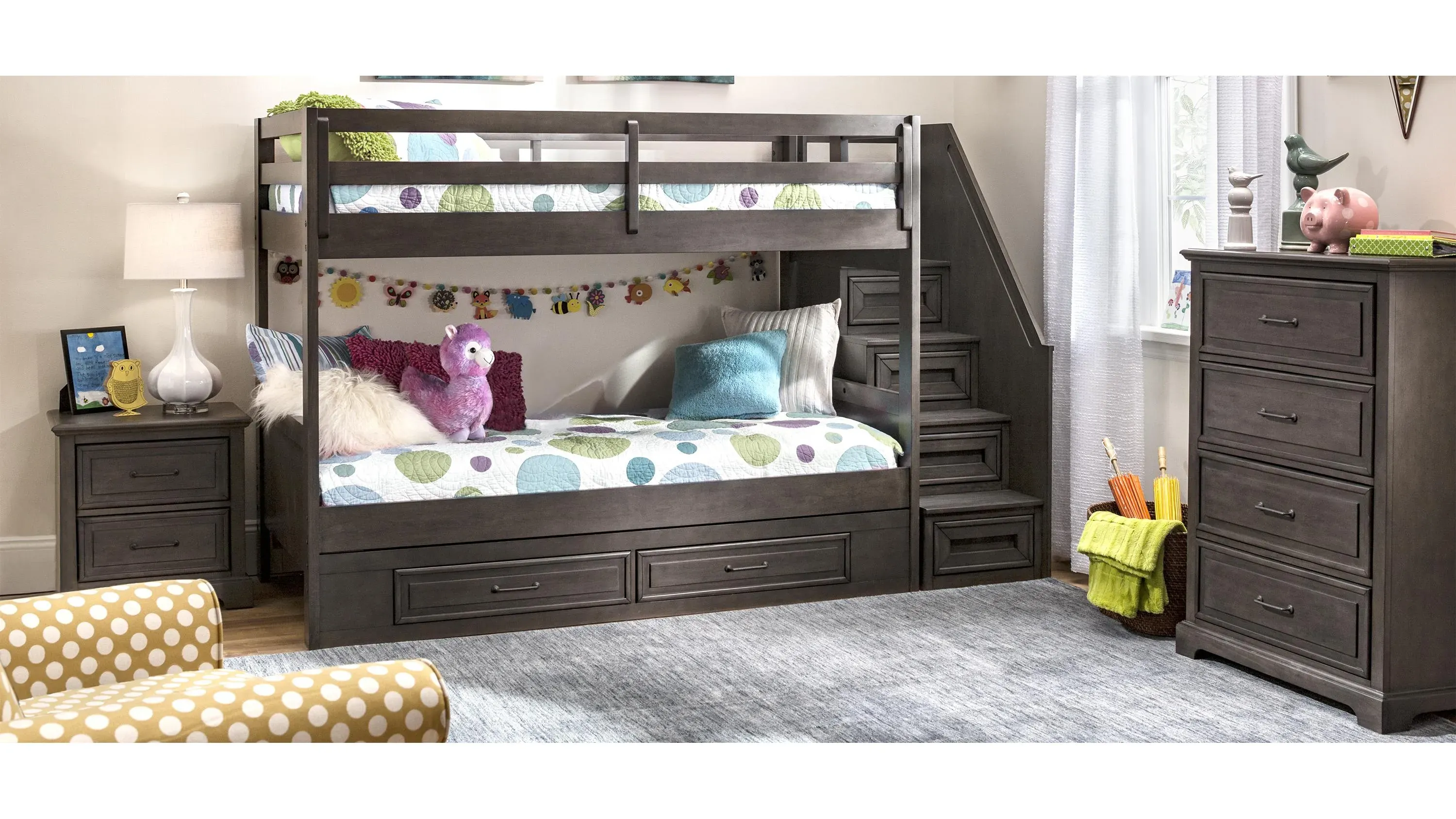 Kieran Bunk Bed w/ Storage \u0026 Staircase | Raymour \u0026 Flanigan, image size:3000x1688