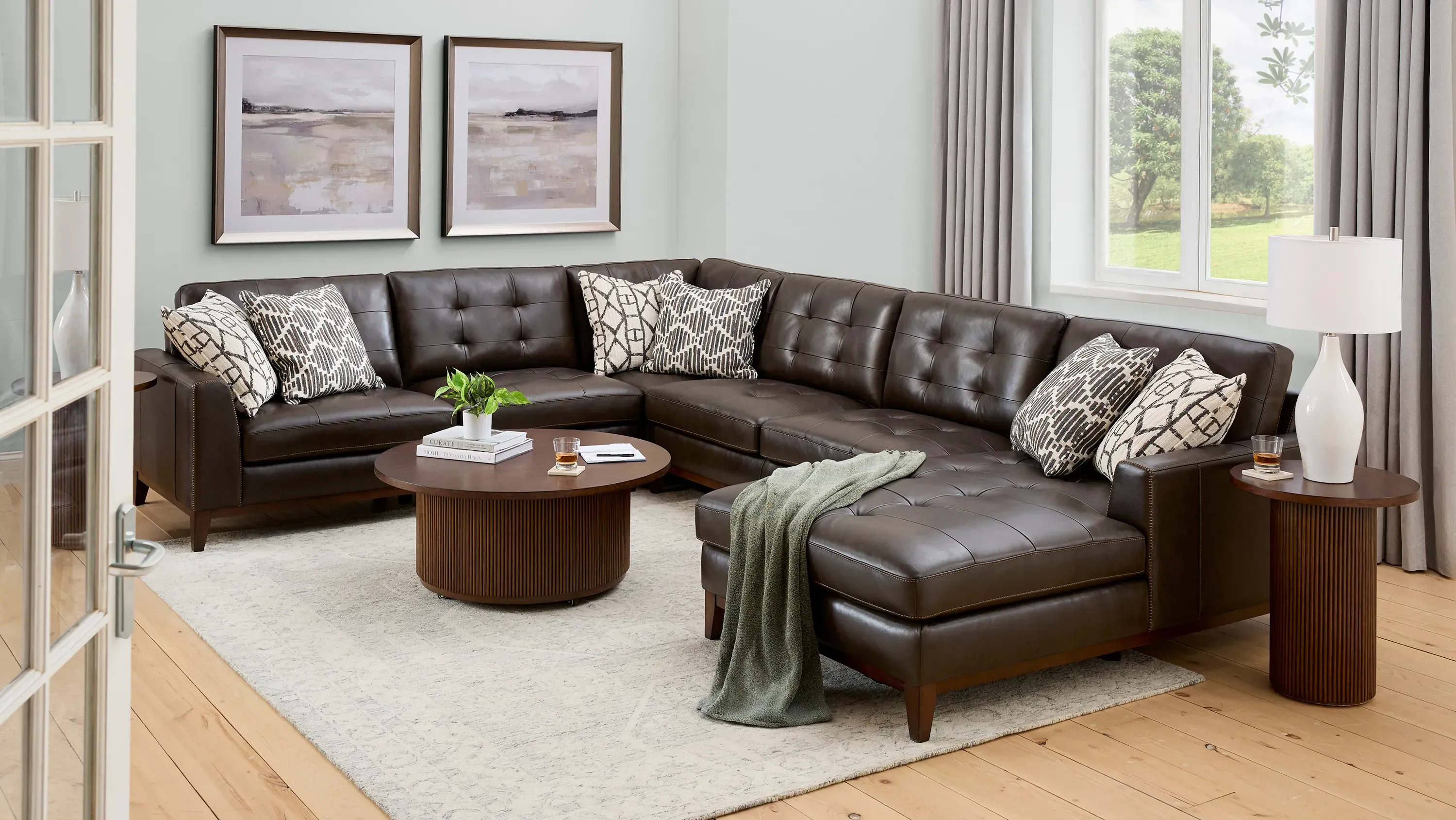 Wheaton Leather 5-pc. Sectional | Raymour & Flanigan