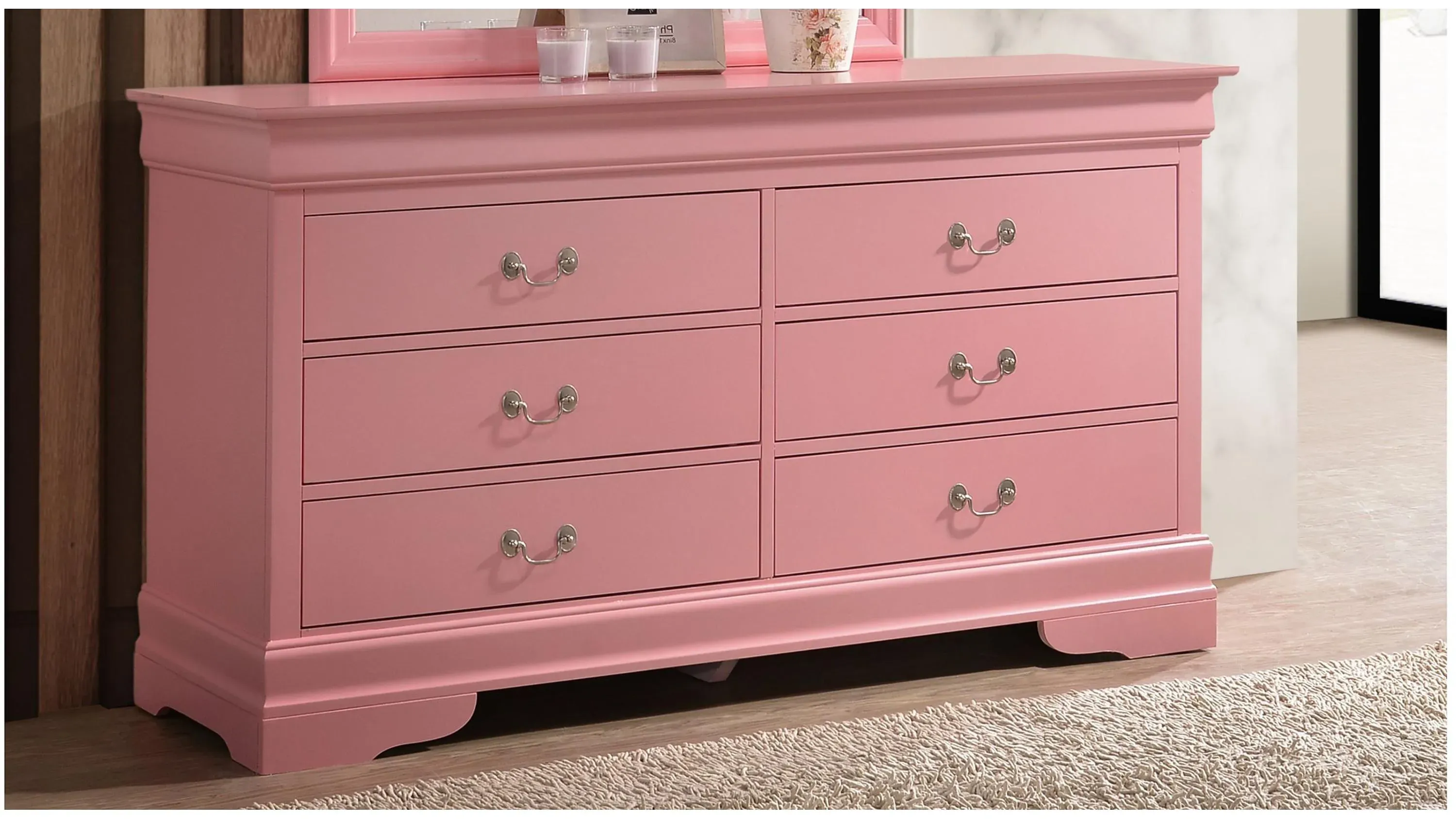 Glory Furniture Louis Phillipe Pink Dresser