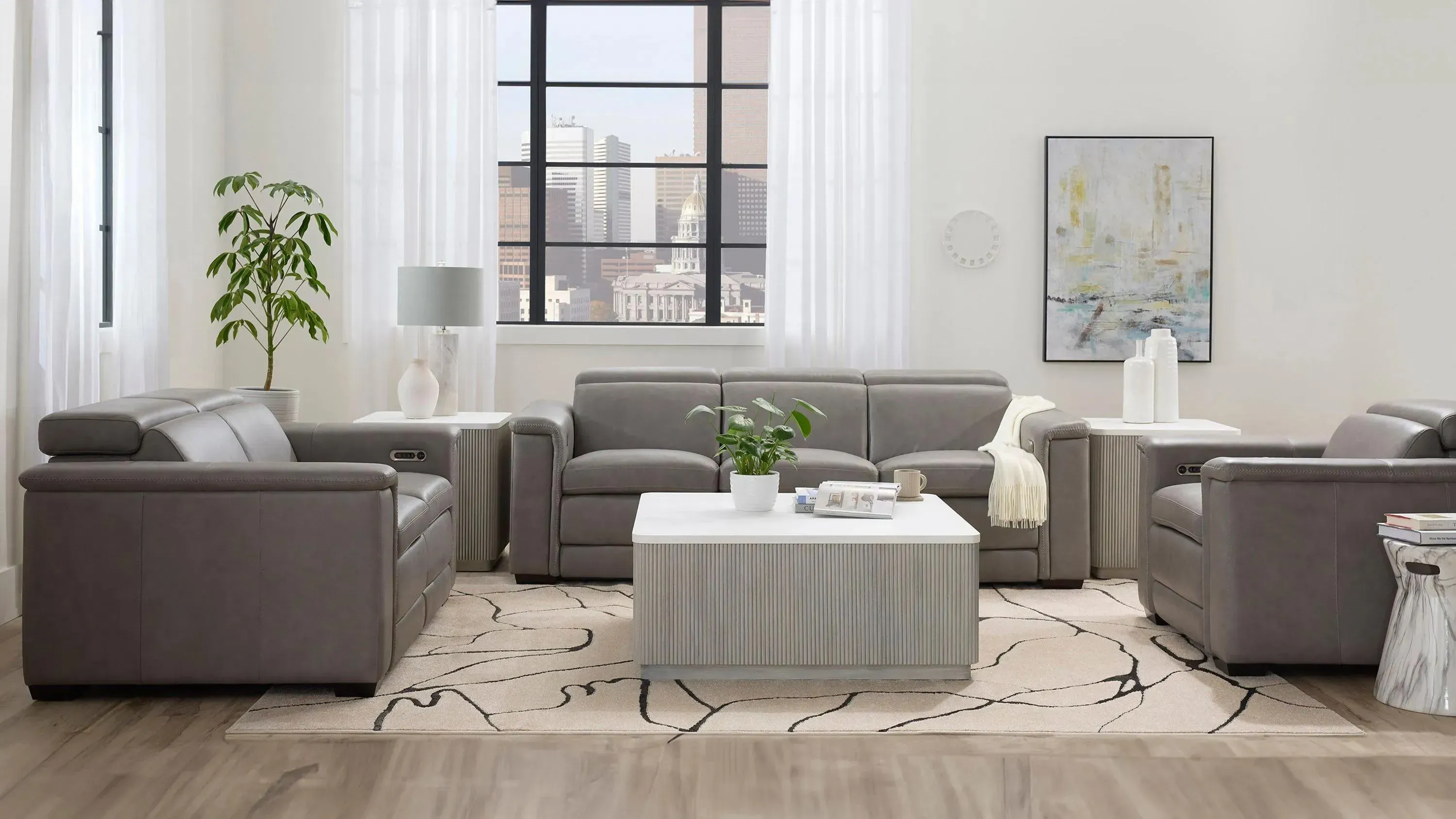 Finnegan Living Room Set in Gray by Bernhardt