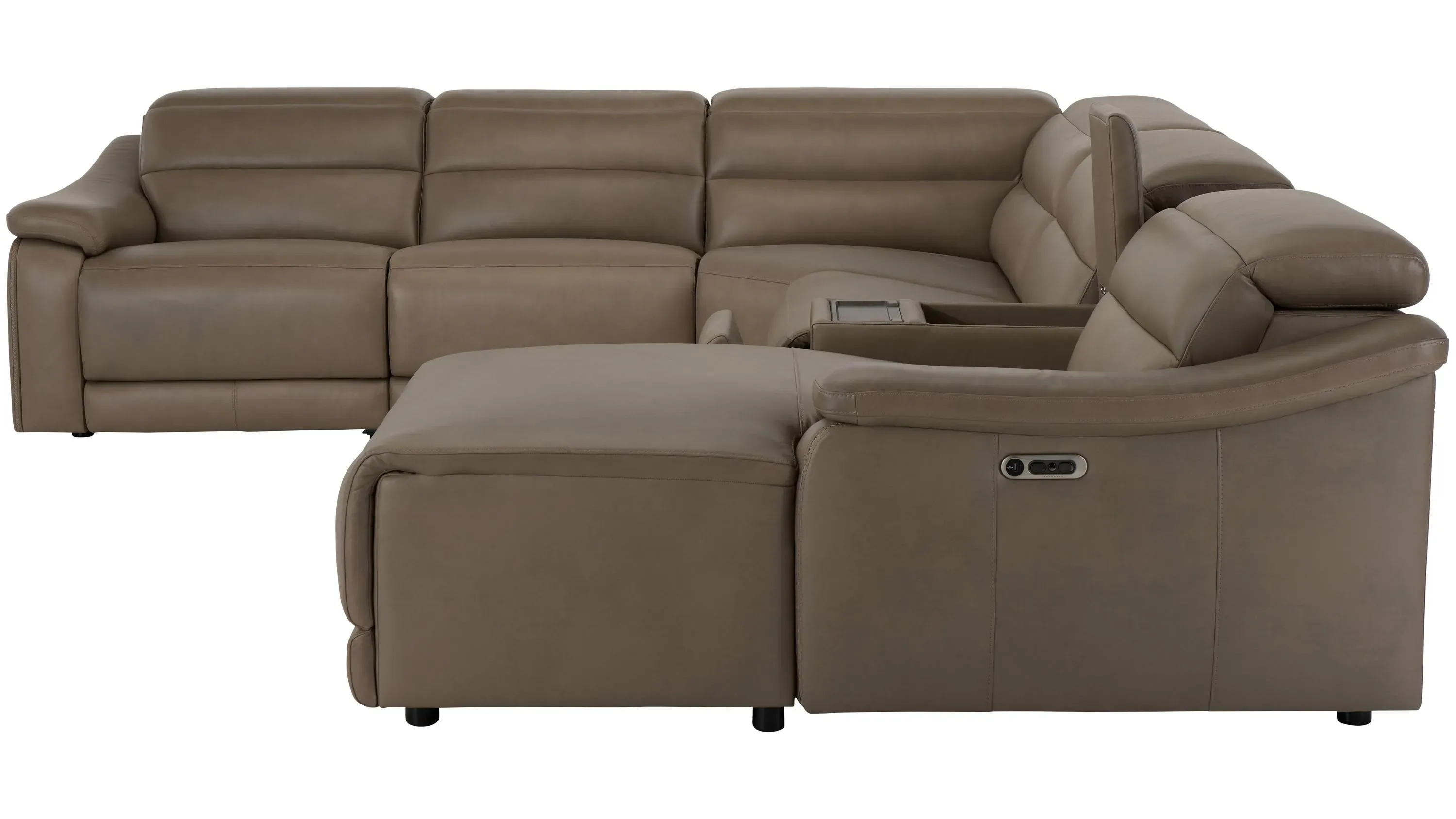 Tucker 6-pc. Triple Power Leather Sectional | Raymour & Flanigan