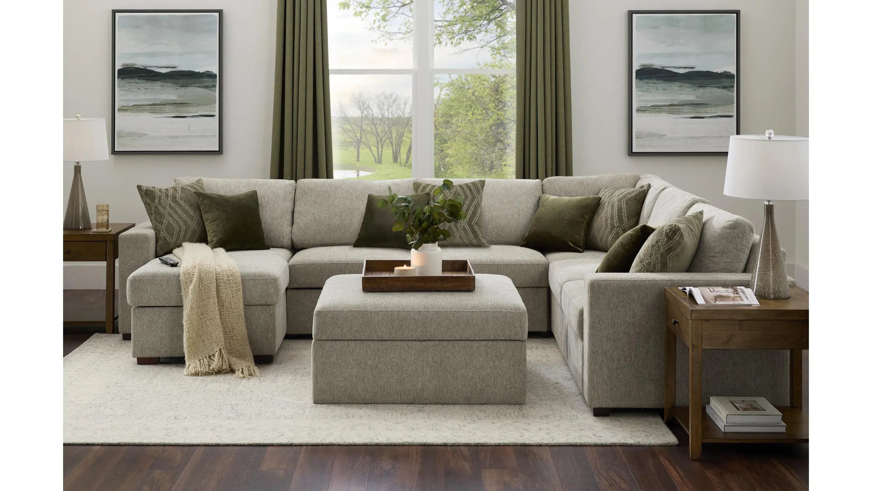 Juniper 5-pc. Reversible Pop-Up Sleeper Chaise Sectional