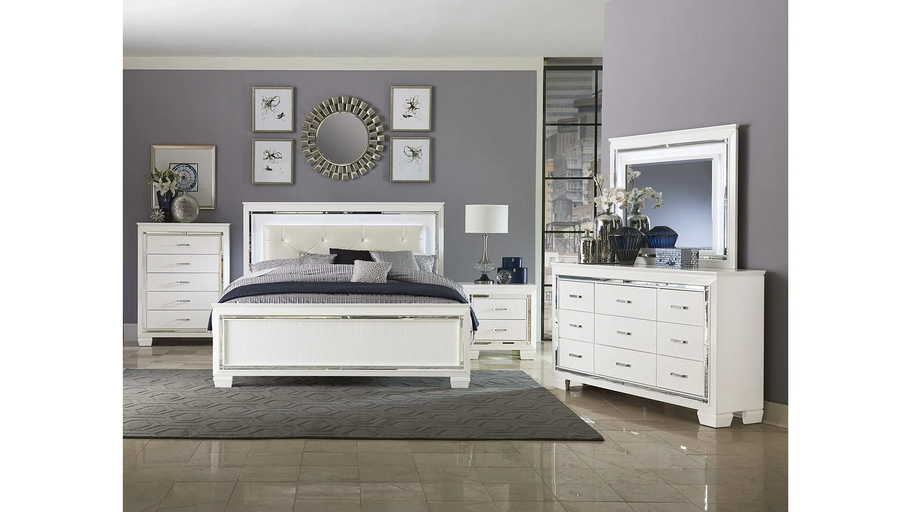 Brambley Queen Bed w/LED Lights | Raymour & Flanigan | Raymour