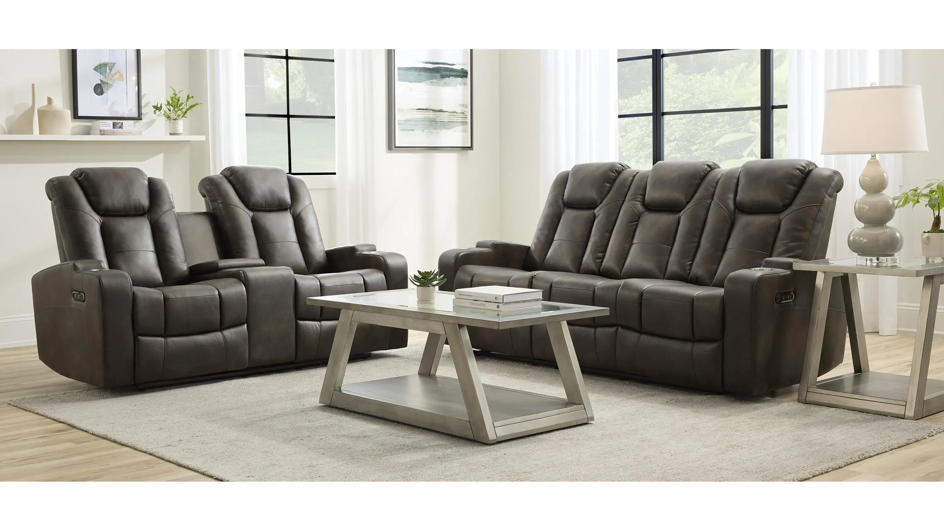 Matera Power Console Loveseat | Raymour & Flanigan