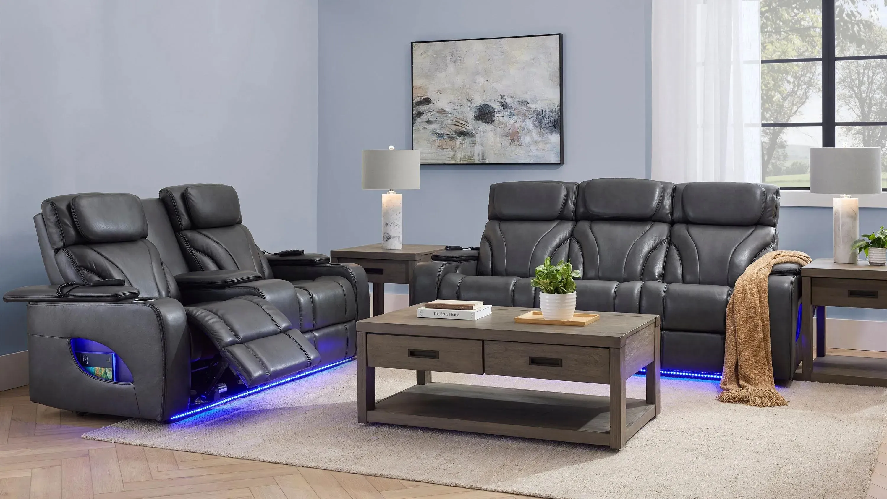 Avis Zero Gravity Power Console Loveseat w/ Power Headrest, Lumbar