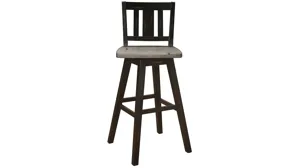 Trouvaille Bar Height Swivel Chair With Slat Back - Set of 2 Distressed Gray and Black Product_Image_Carousel