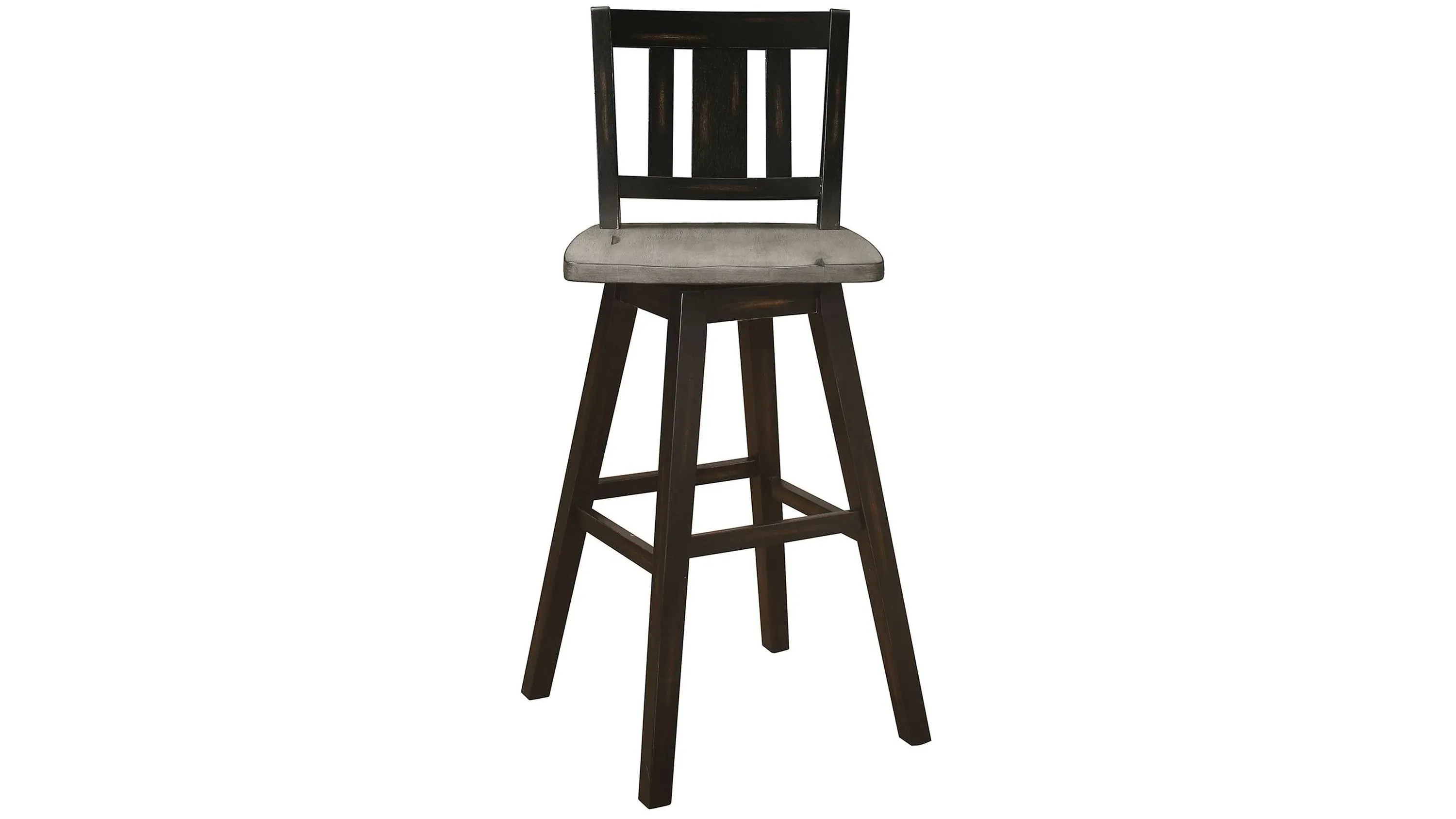 Trouvaille Bar Height Swivel Chair With Slat Back - Set of 2 Distressed Gray and Black Product_Image_Carousel