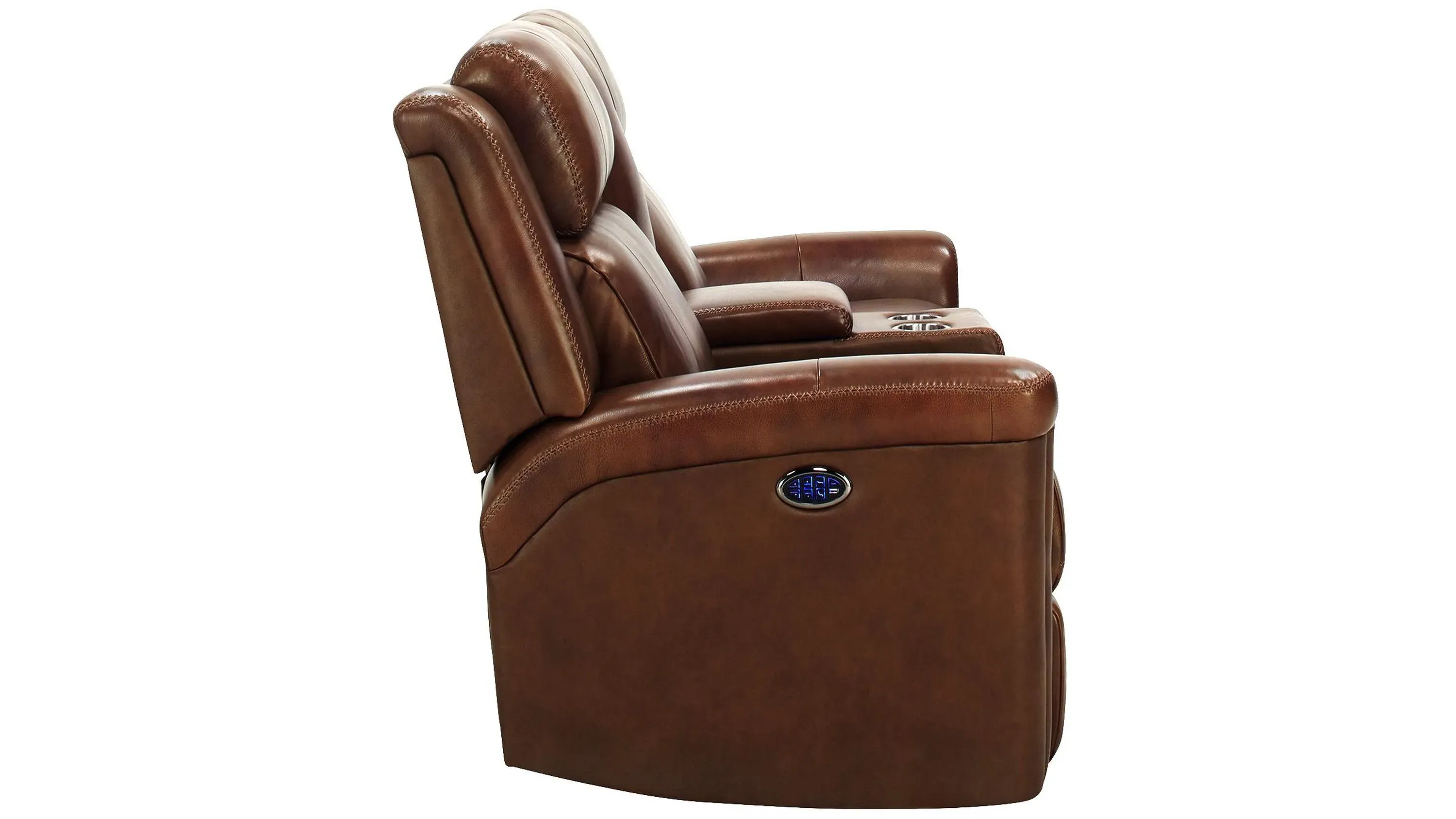 Richfield Leather Power Console Loveseat with Power Headrest and Lumbar