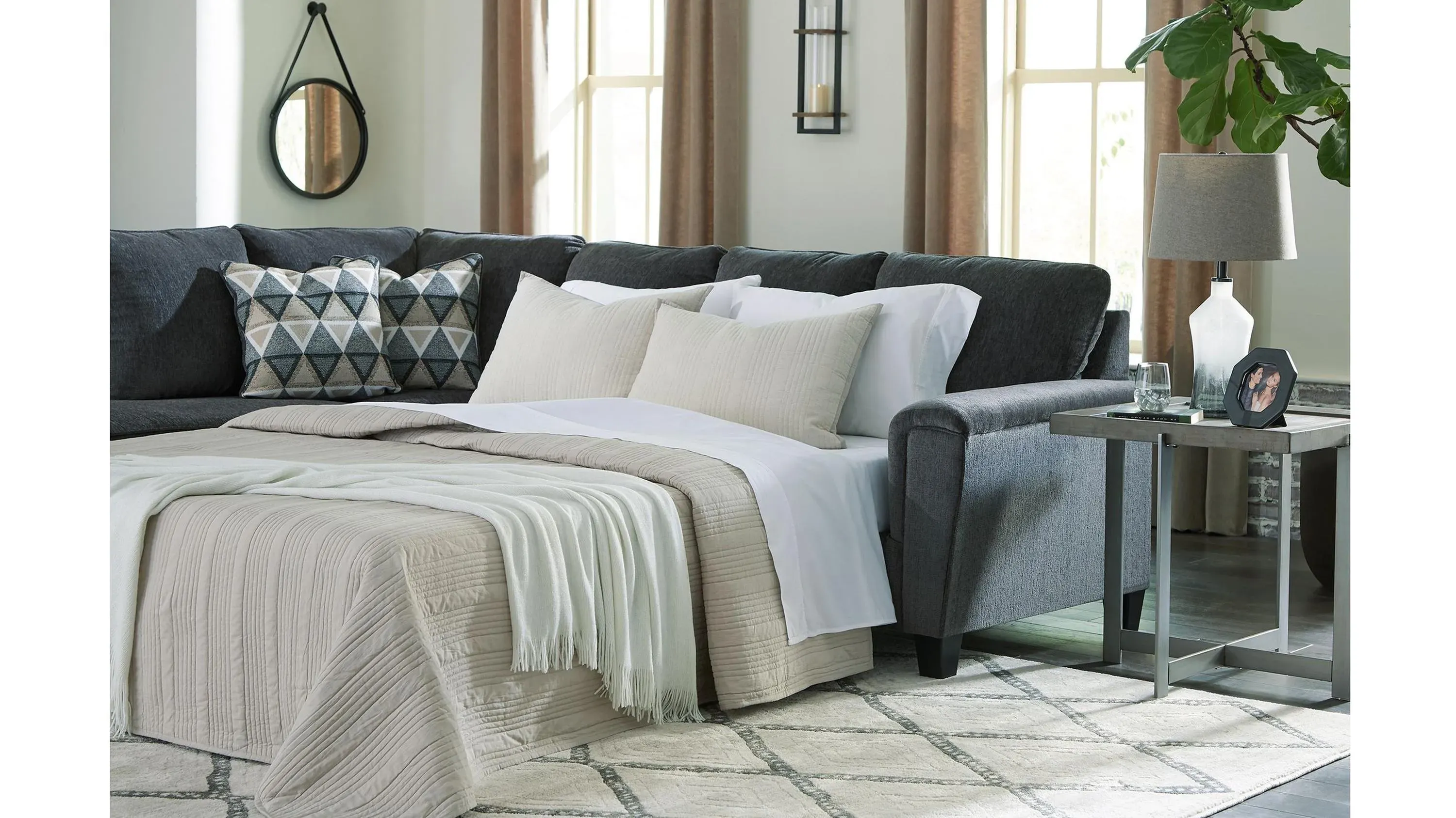 Abinger 2-pc. Sleeper Sectional with Chaise Smoke Product_Image_Carousel