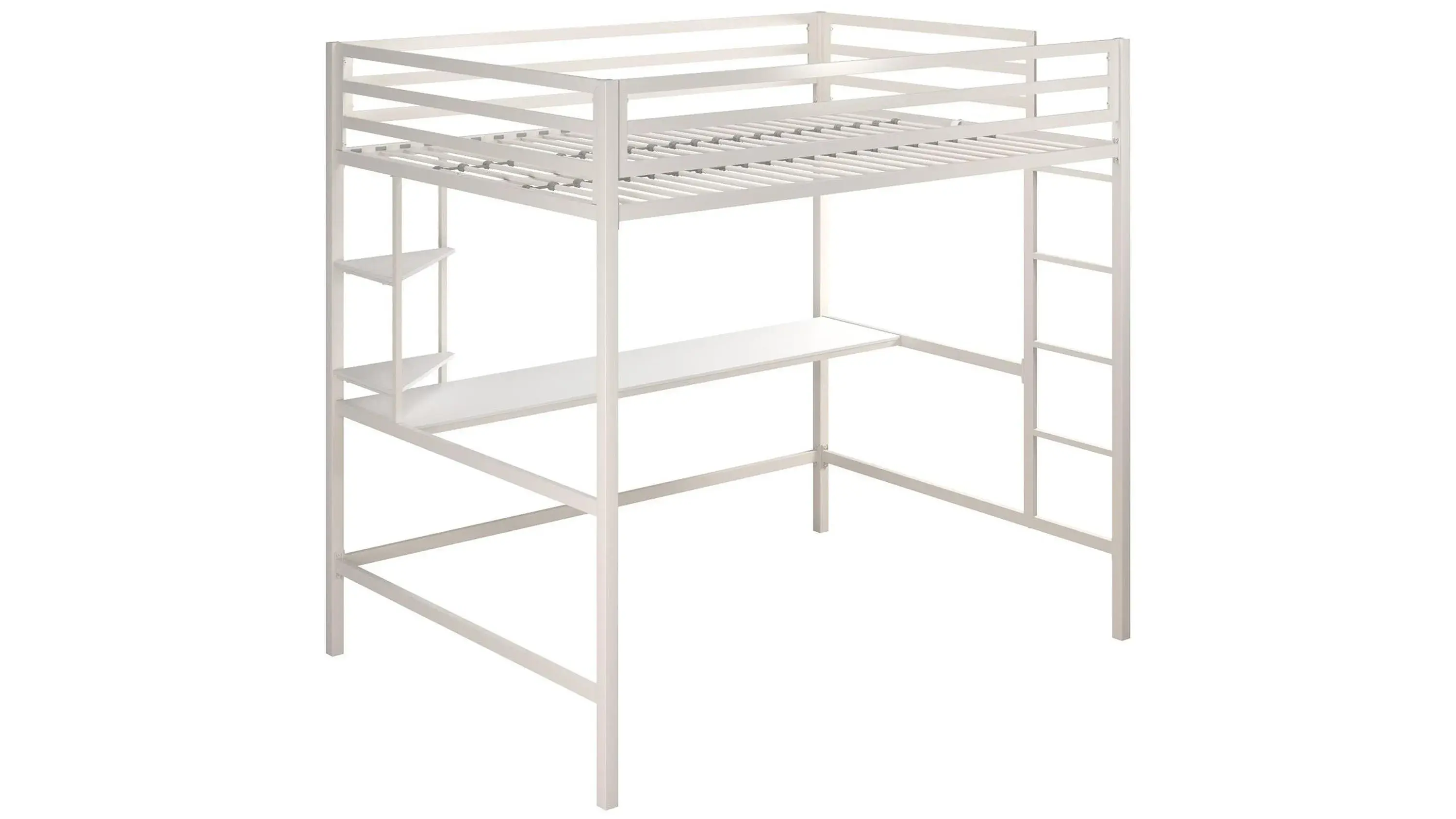 Novogratz Maxwell Metal Twin Loft Bed with Desk and Shelves