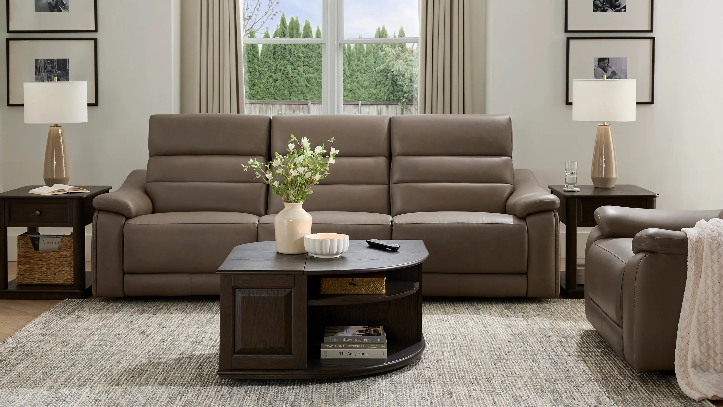 Tucker Left Arm Facing Triple Power Leather Recliner | Raymour