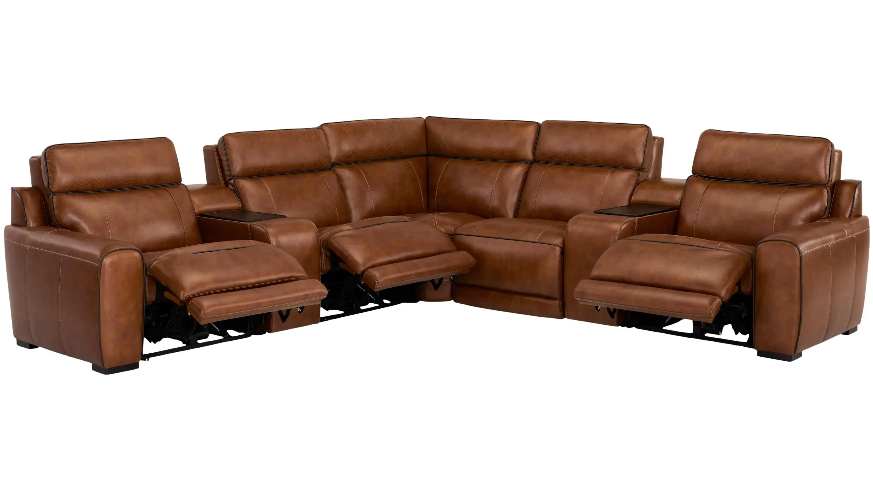 Titan 7-pc. Triple Power Leather Sectional w/ Immersive