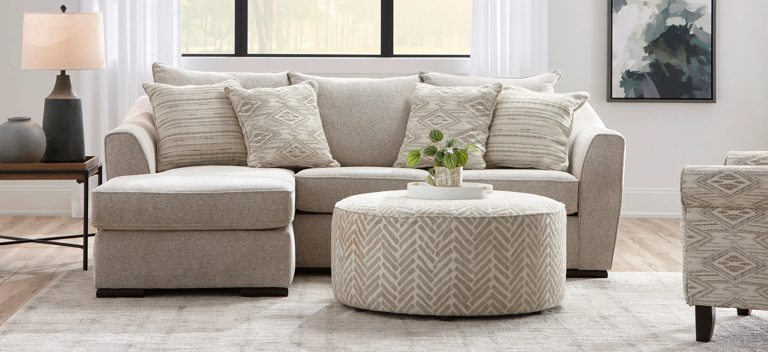 Tatum Reversible Sofa Chaise in Beige by Fusion Furniture