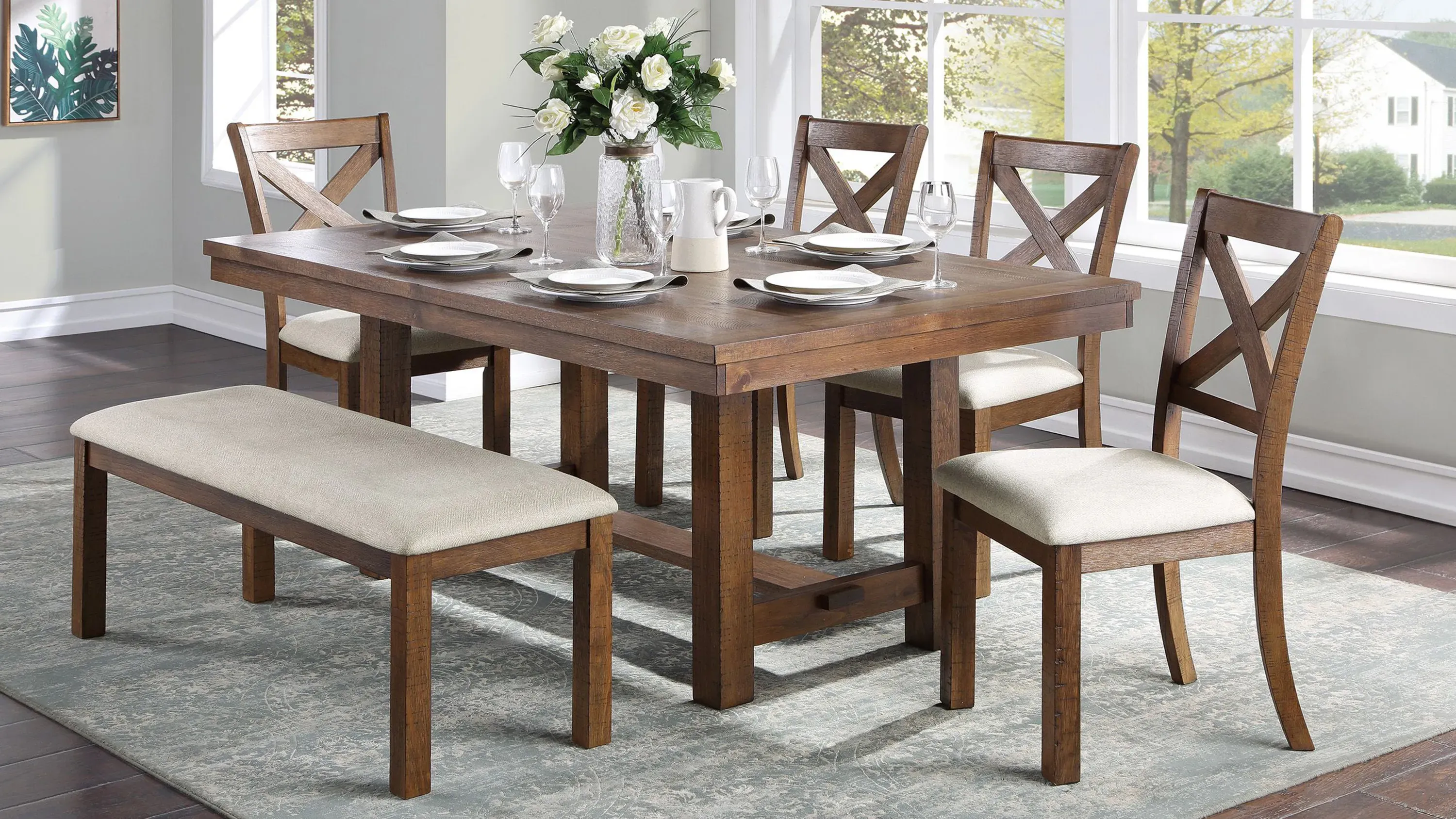 Levittown 6 pc. Dining Set w Bench Raymour Flanigan