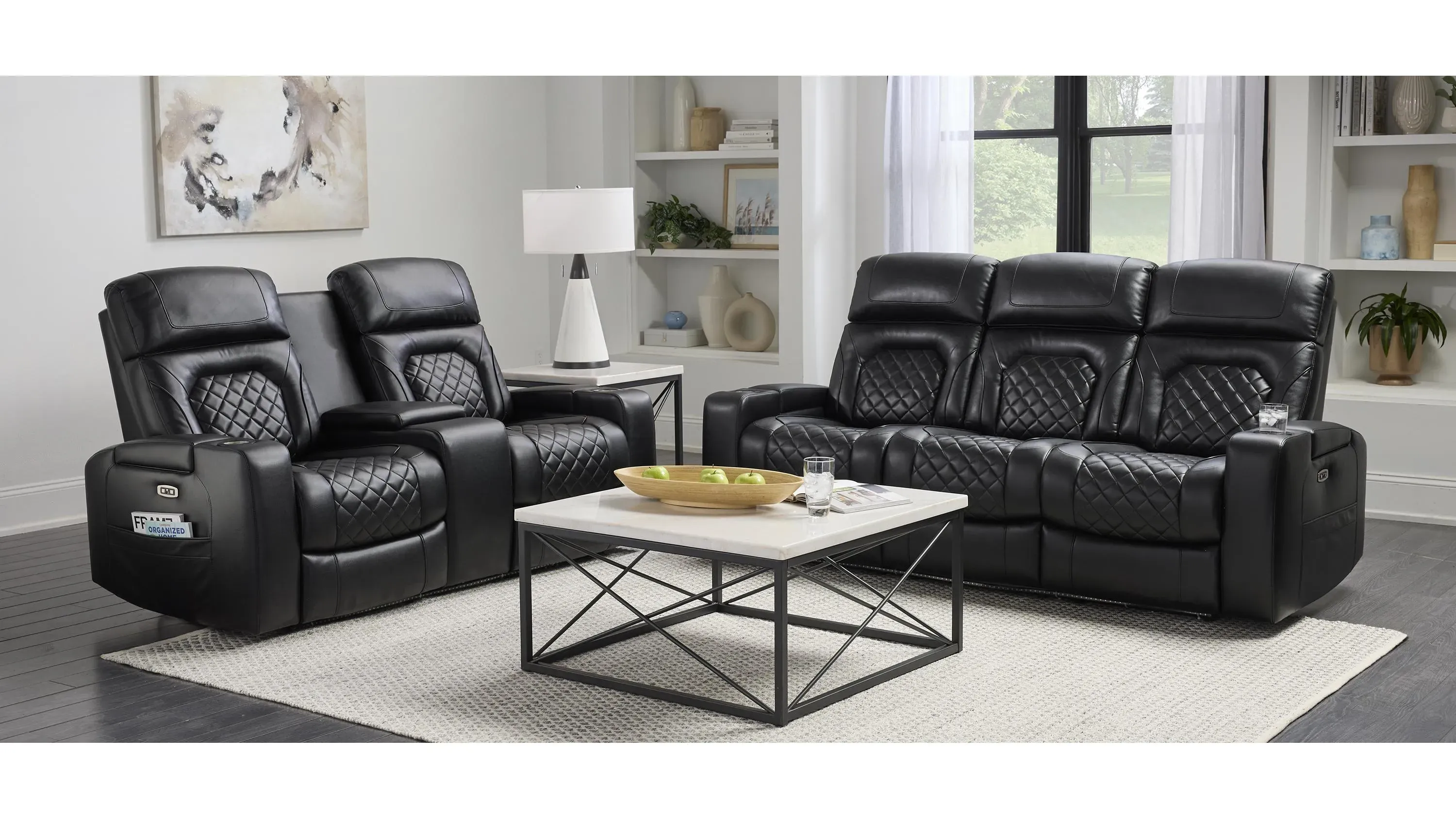 Jordyn Power Console Loveseat w/ Lights | Raymour & Flanigan