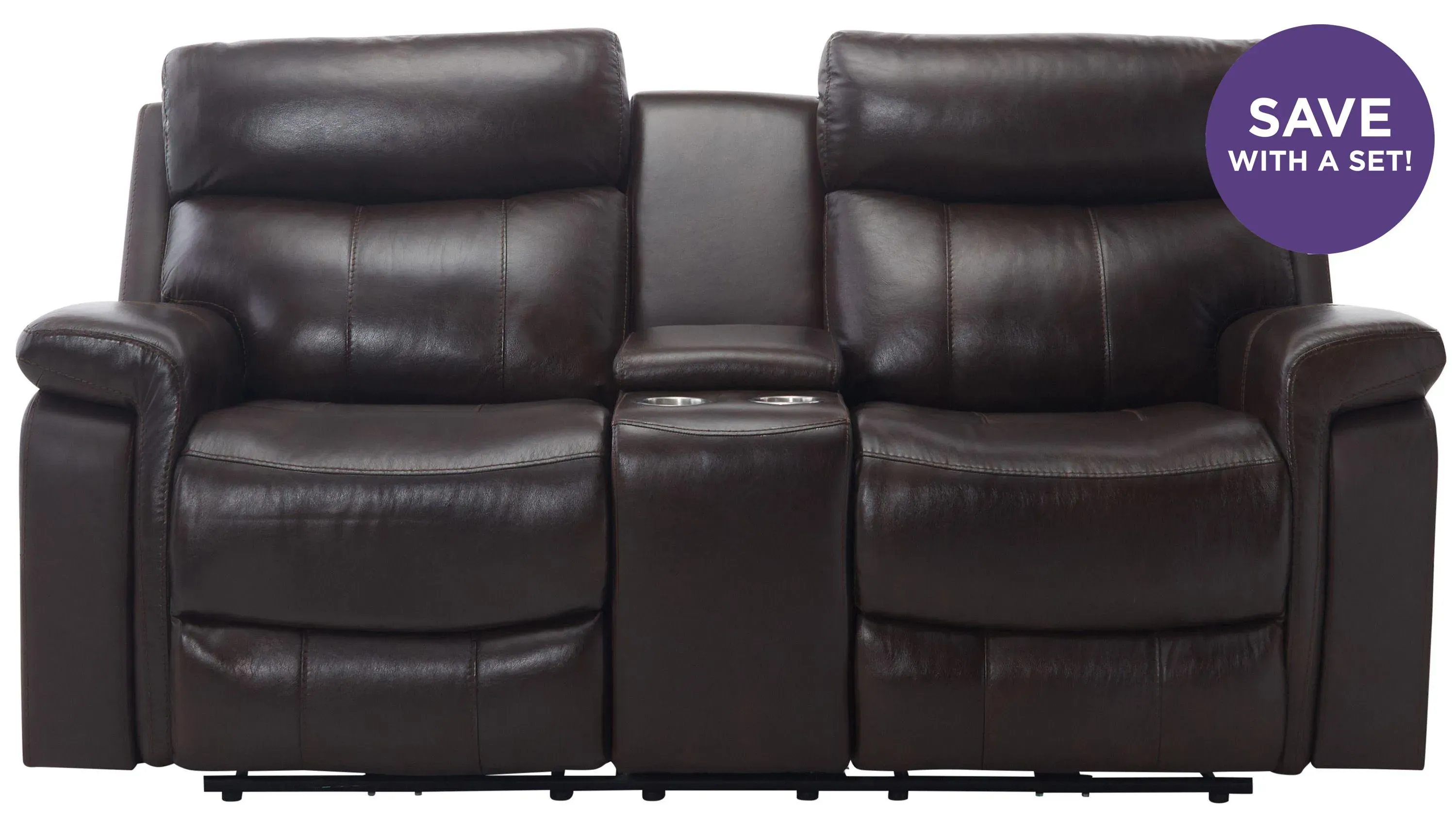 Xander Leather Power Console Loveseat | Raymour & Flanigan