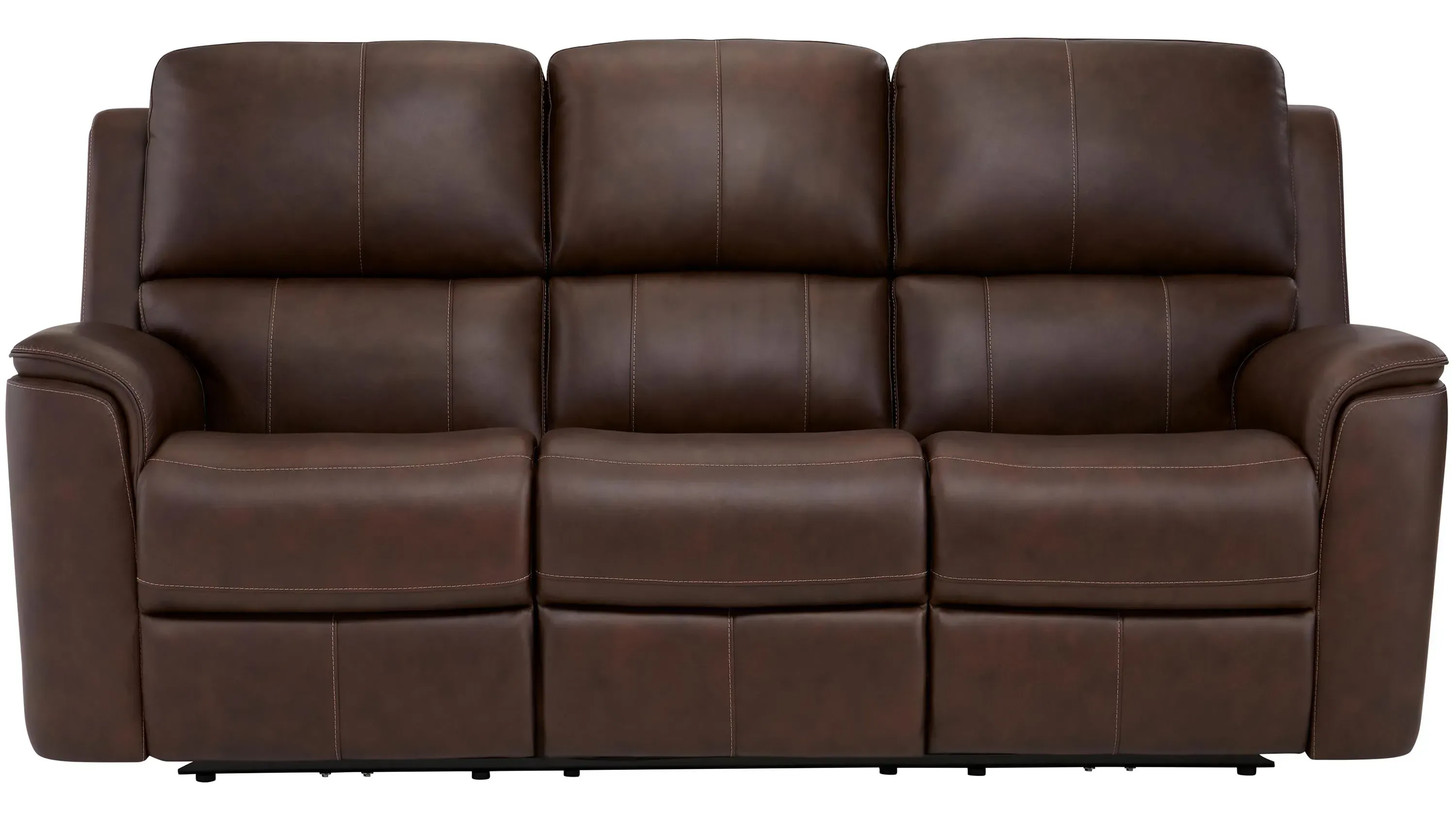Henrick Triple Power Leather Sofa w/ Drop Down Table | Raymour