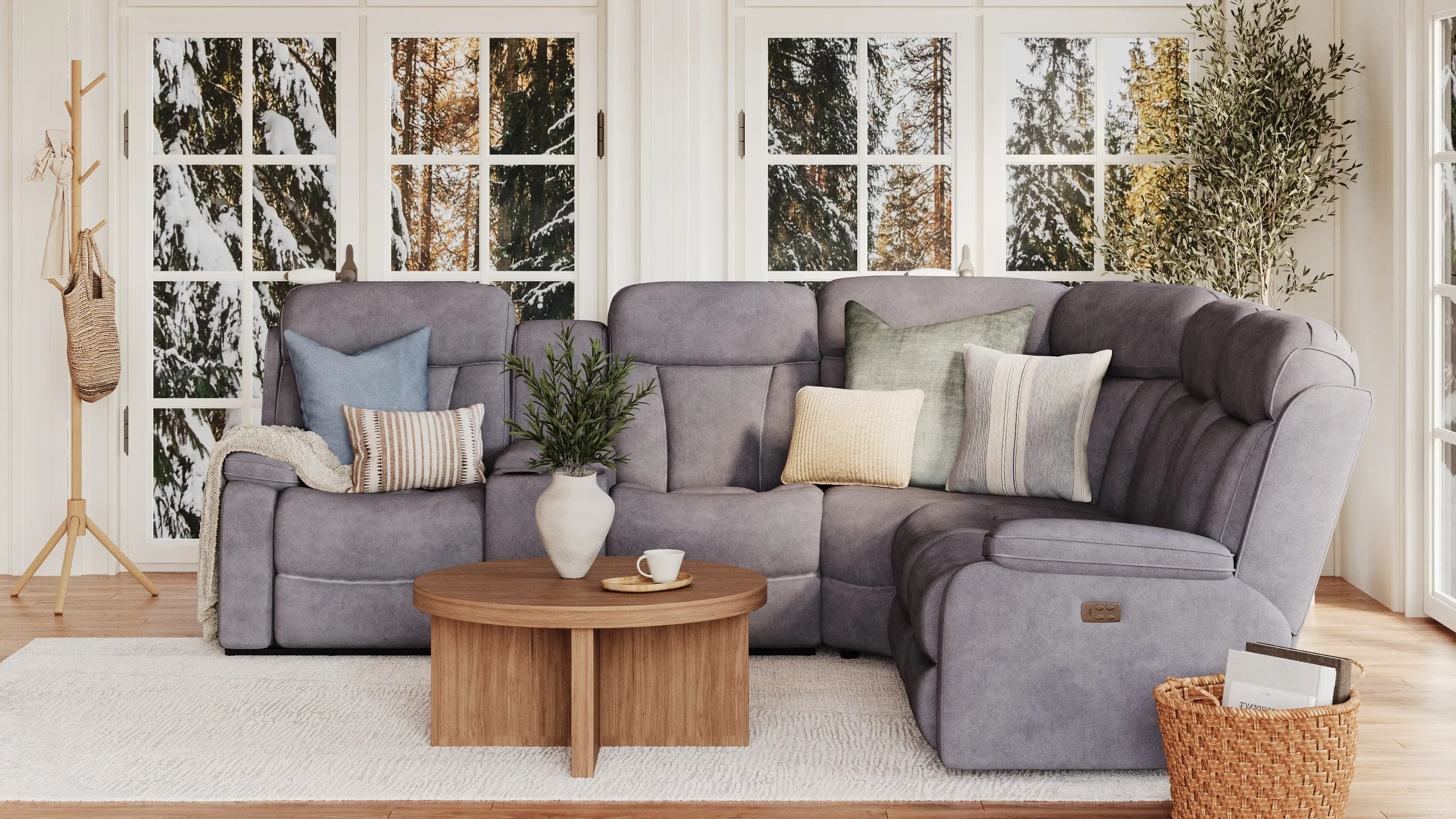 Connell Left Arm Facing Dual Power Console Loveseat w/ Heat and