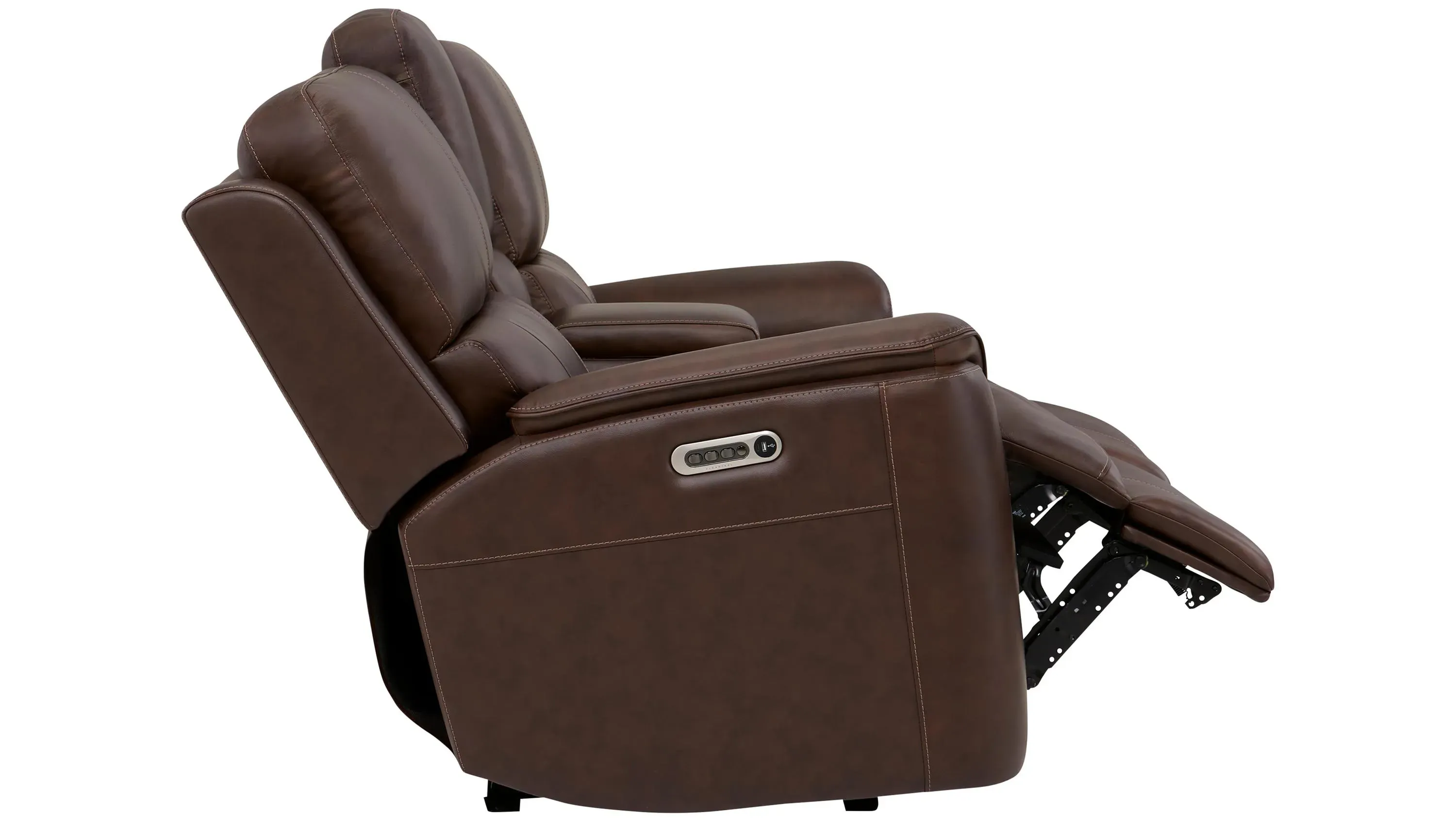 Henrick Triple Power Leather Console Loveseat | Raymour & Flanigan