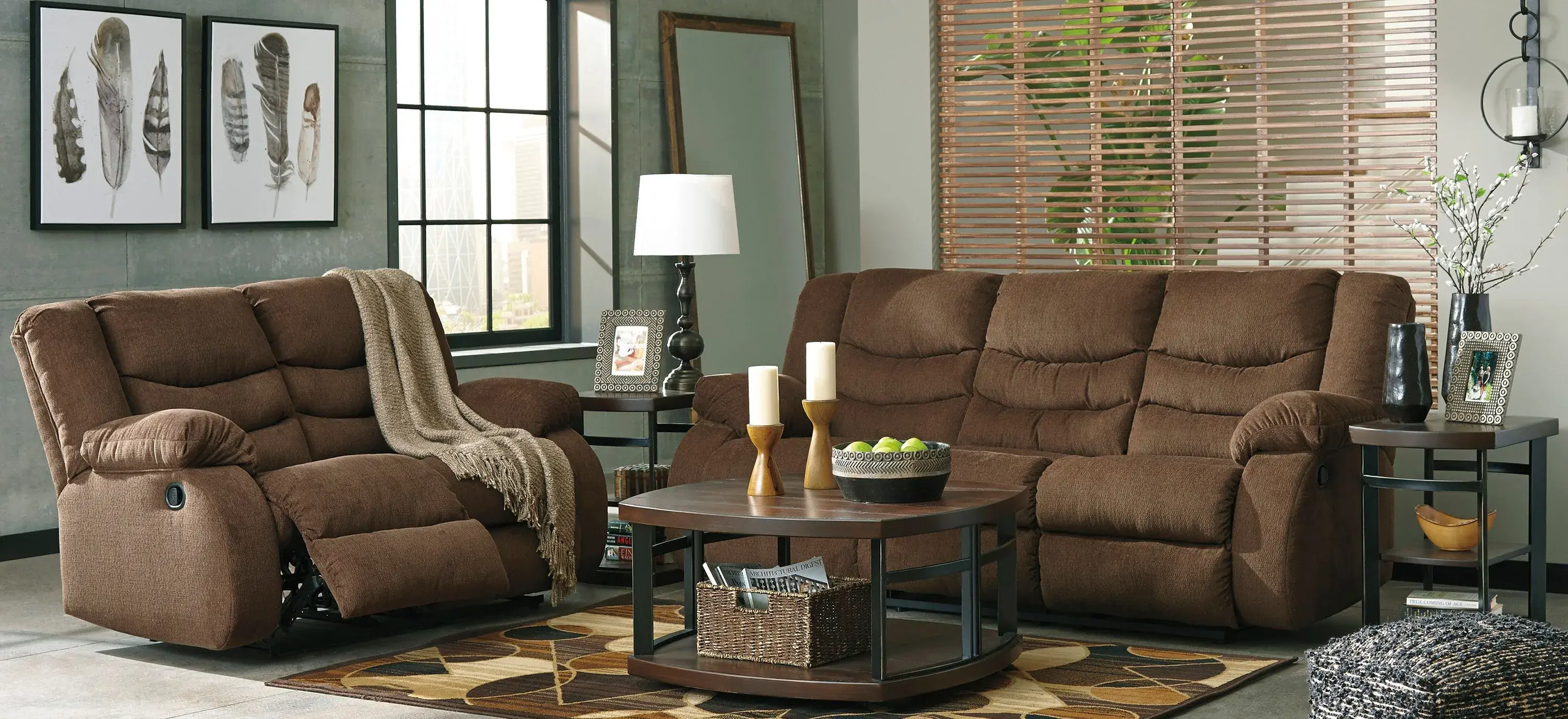 Ashley tulen chocolate reclining sofa online