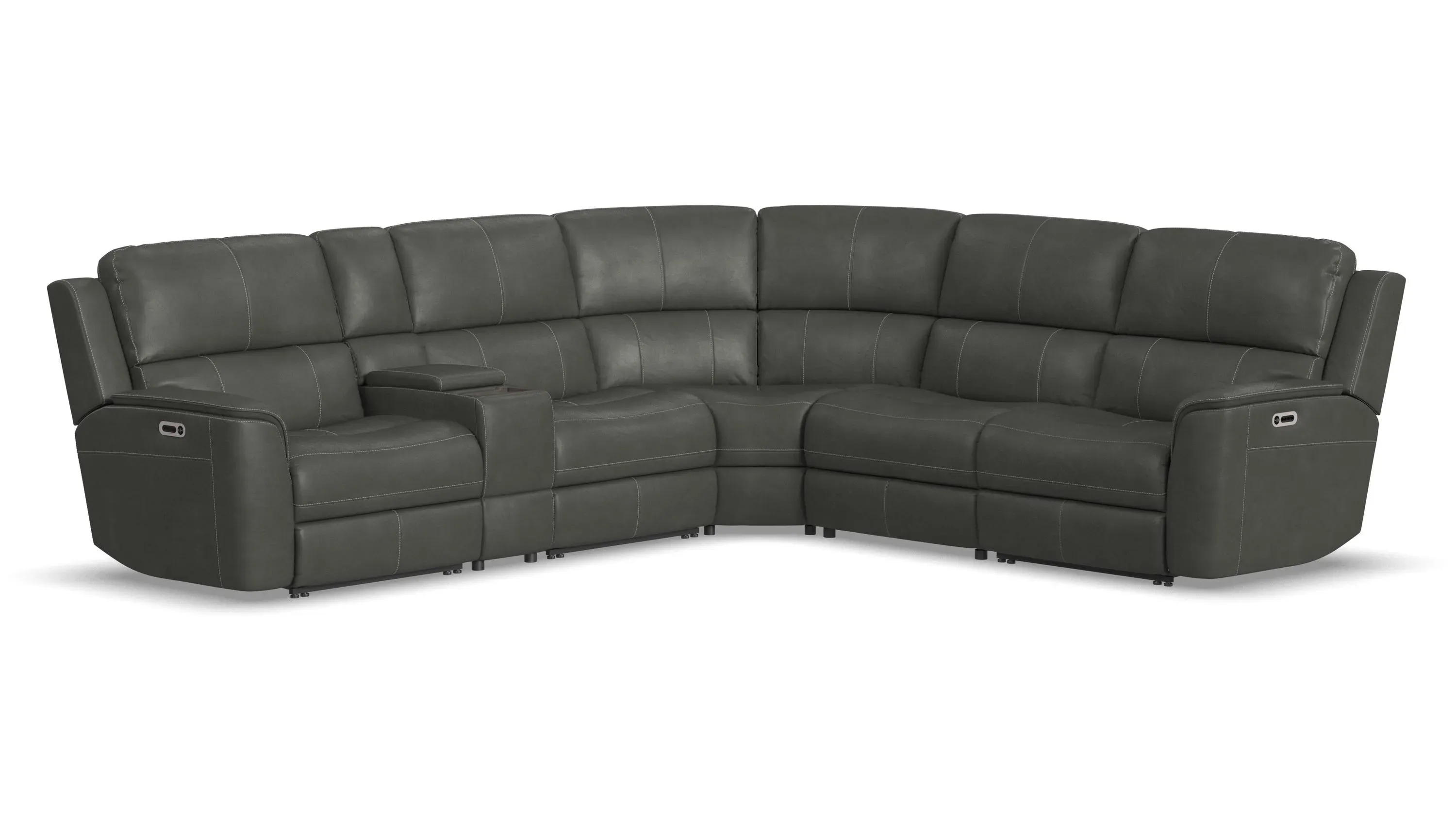 Henrick 6-pc. Triple Power Leather Sectional | Raymour & Flanigan
