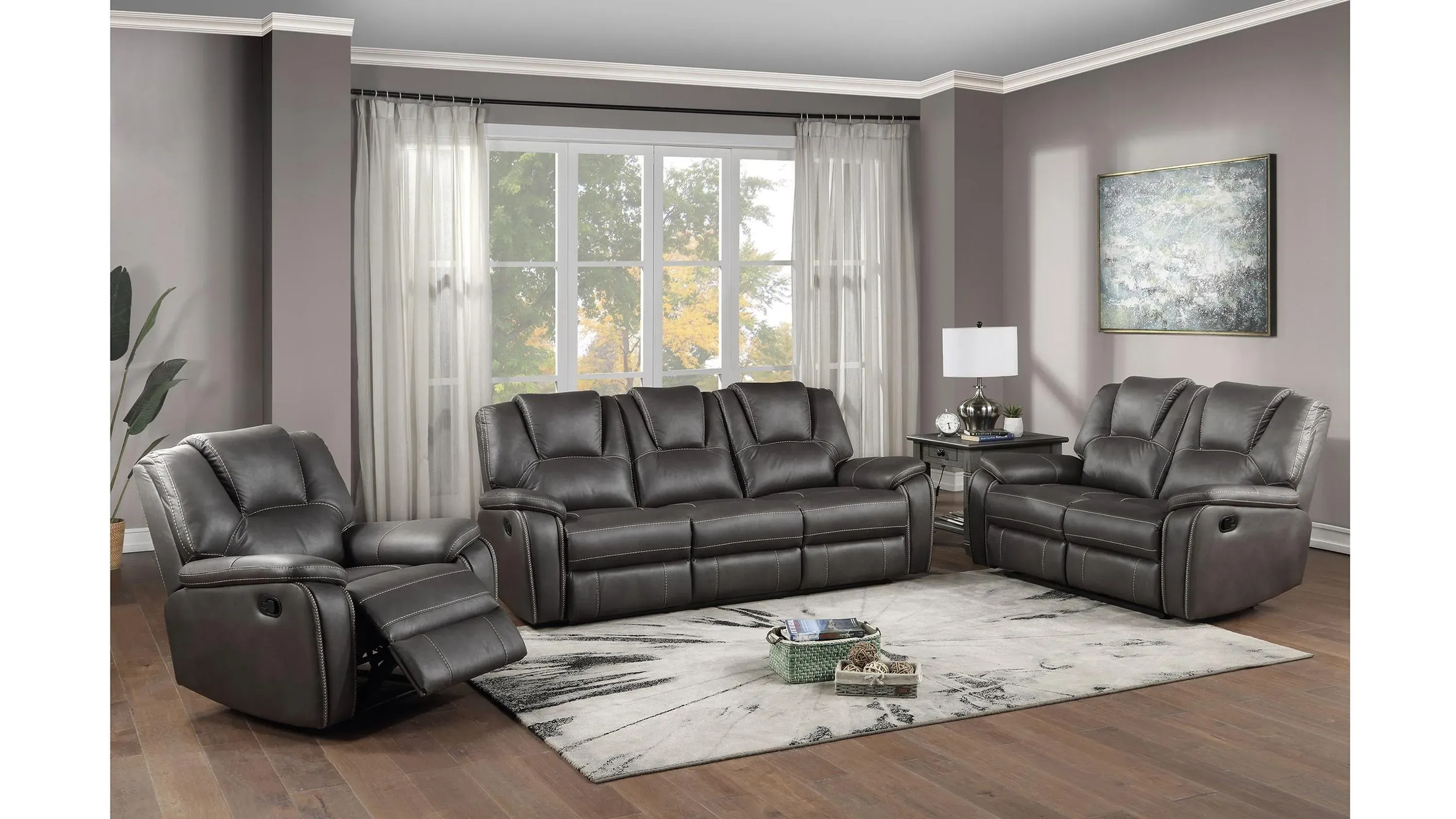 Katrine Reclining Sofa, Loveseat and Chair Set | Raymour & Flanigan