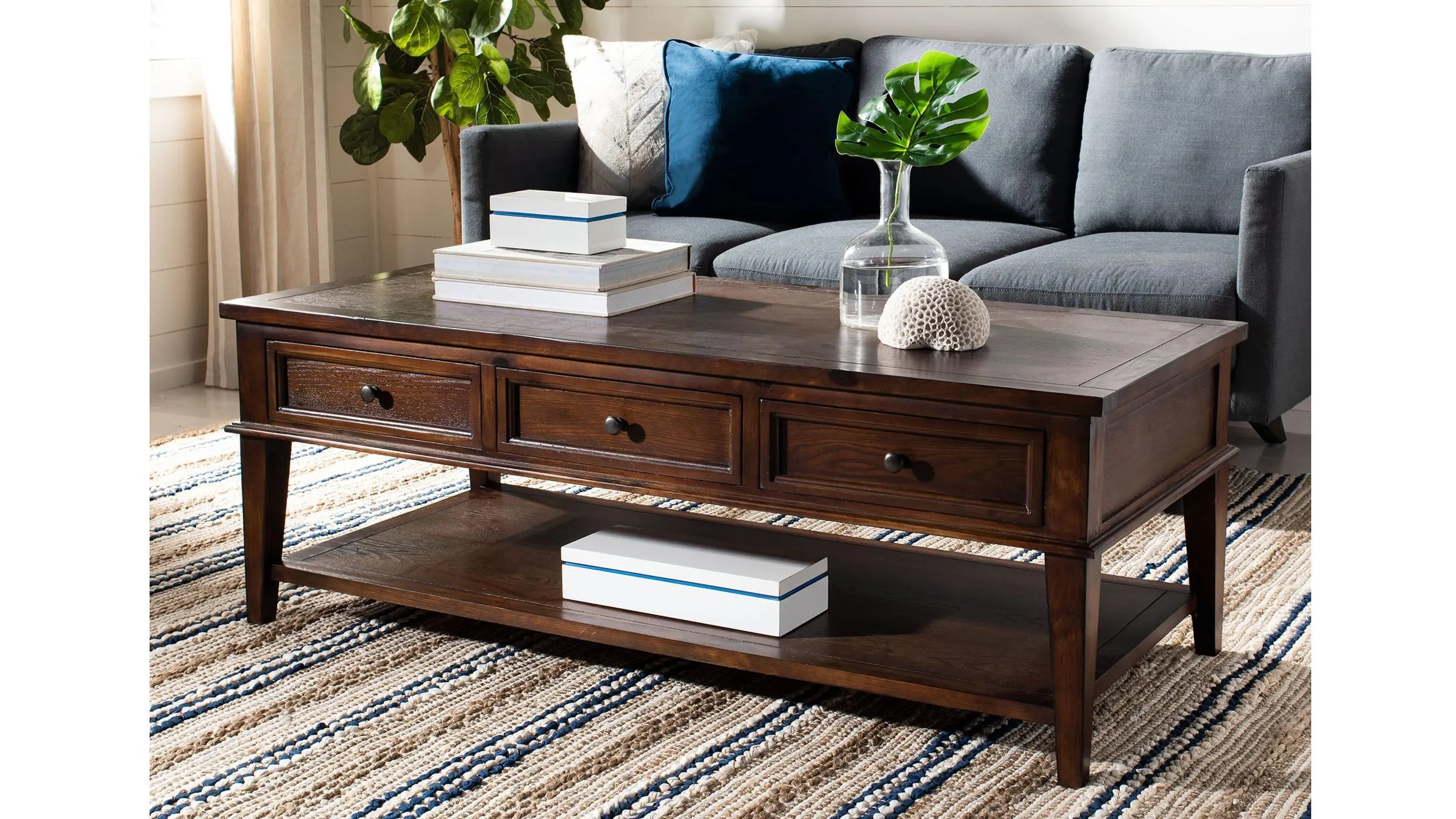 Lucille Coffee Table With Storage Drawers | Raymour & Flanigan