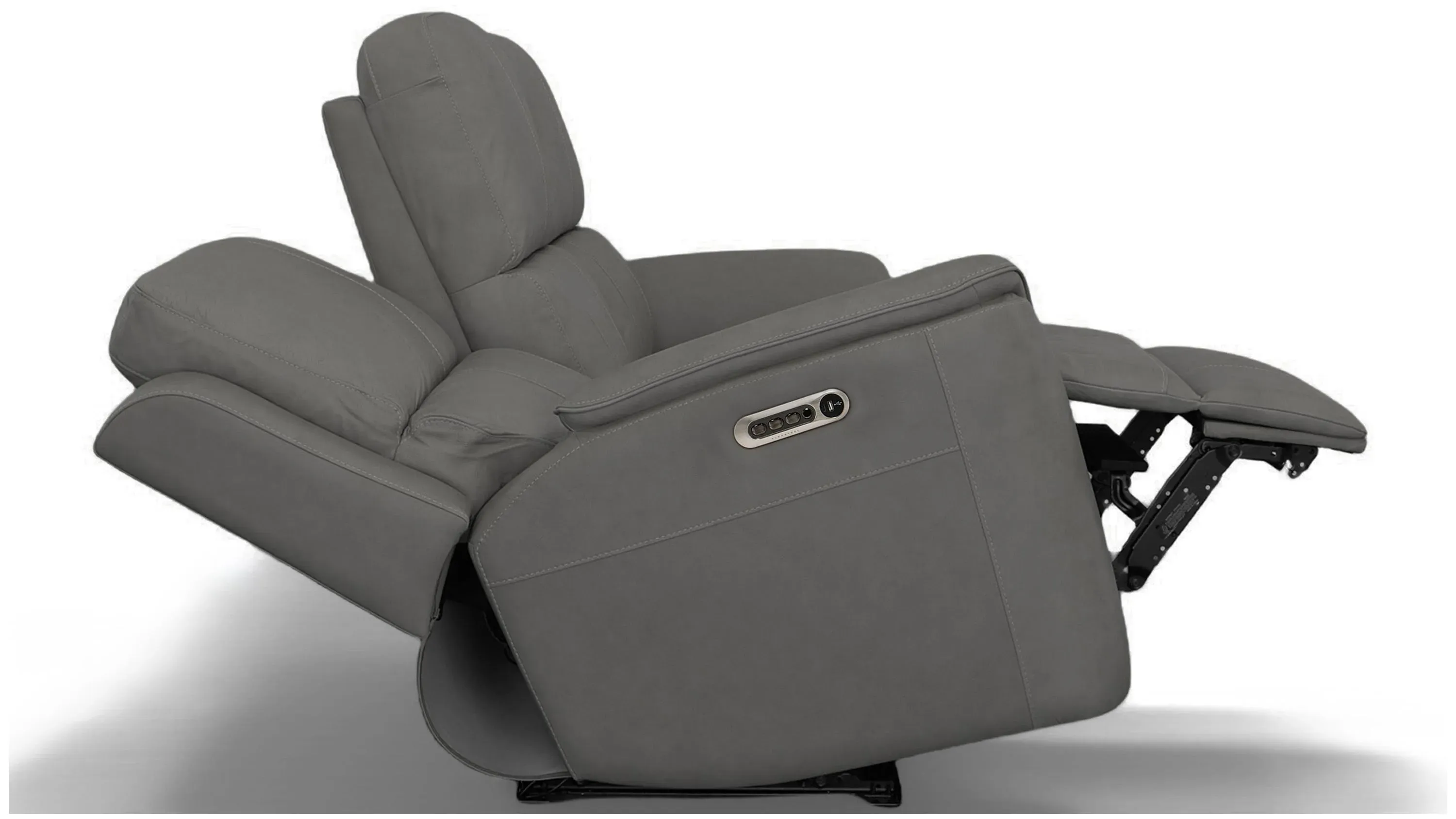 Henrick Triple Power Leather Sofa w/ Drop Down Table | Raymour