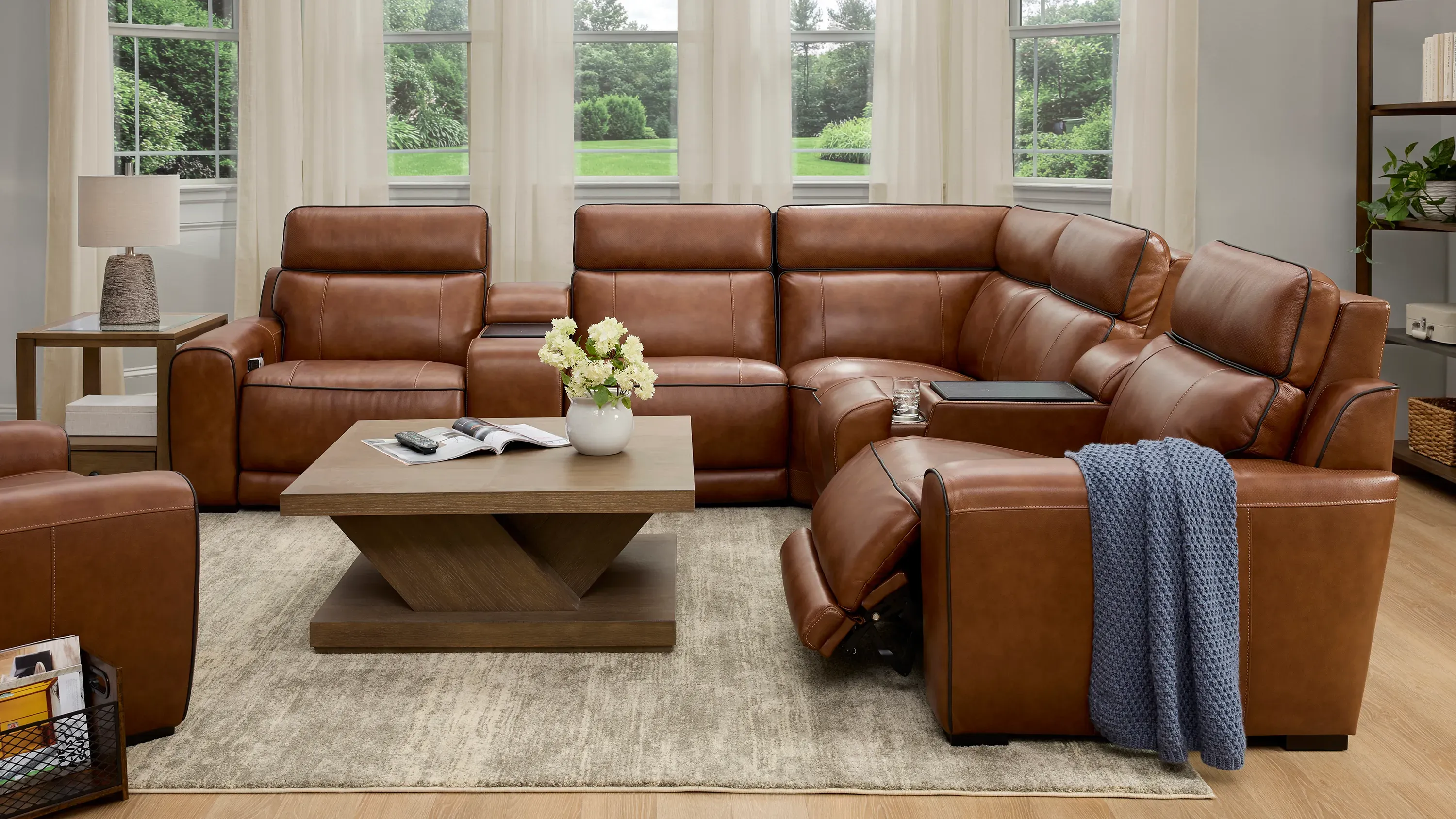 Titan 6-pc. Triple Power Leather Sectional w/ Immersive