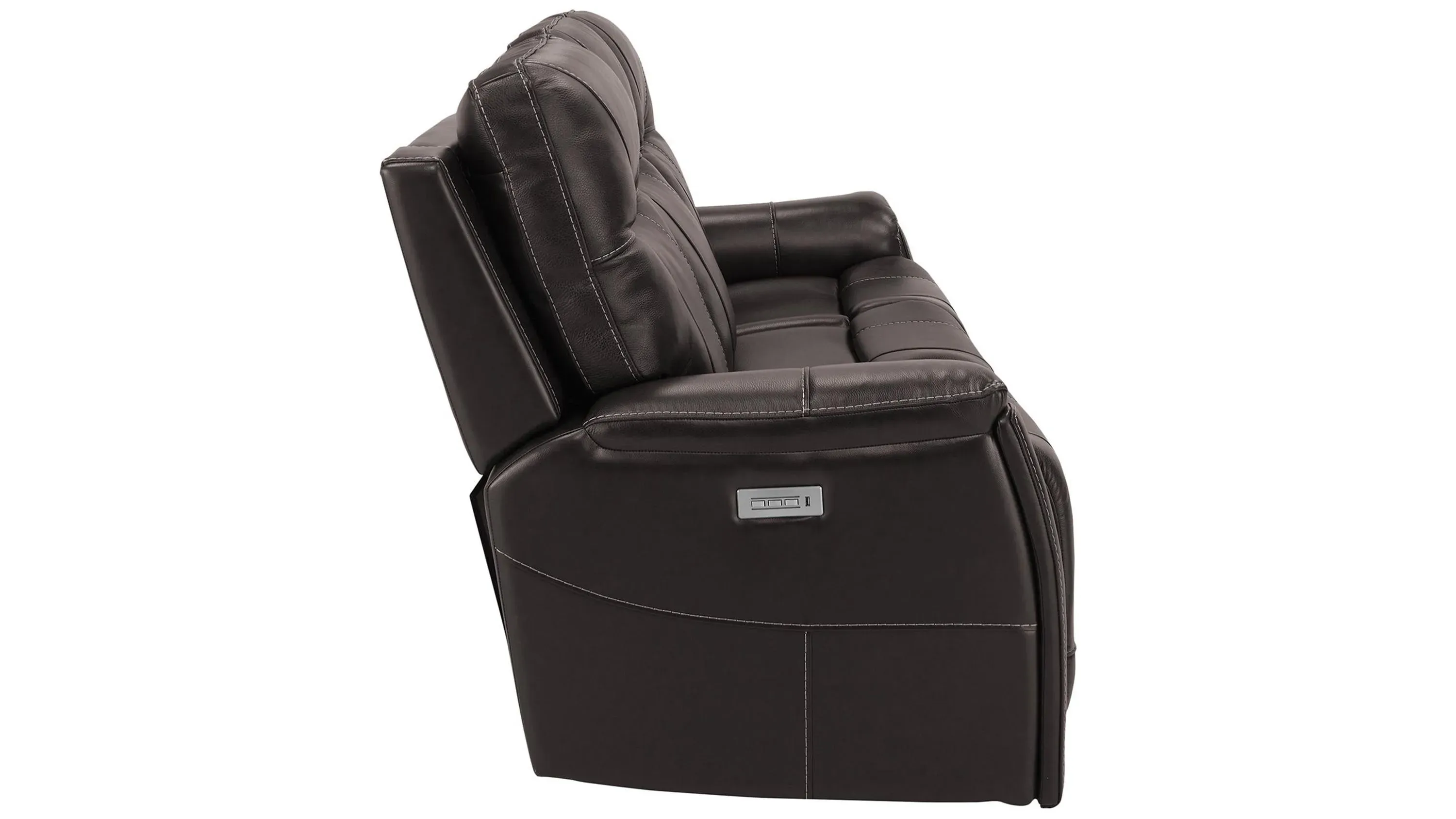 Barnett Leather Layflat Power Sofa w/ Power Headrest and Lumbar