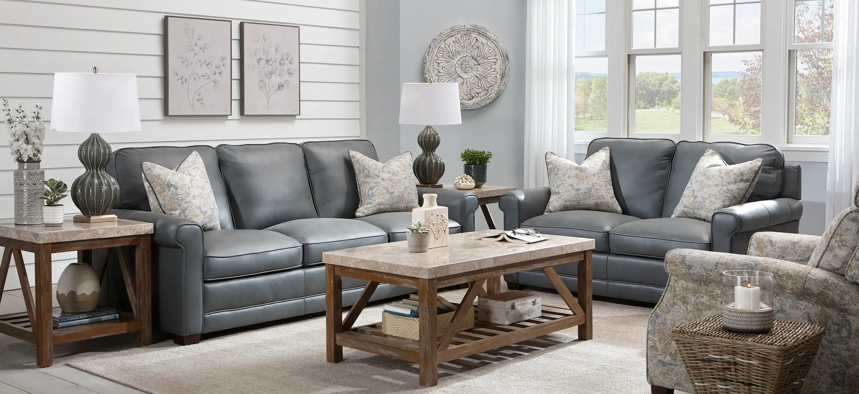 Lexington 2-pc. Leather Sofa and Loveseat | Raymour & Flanigan