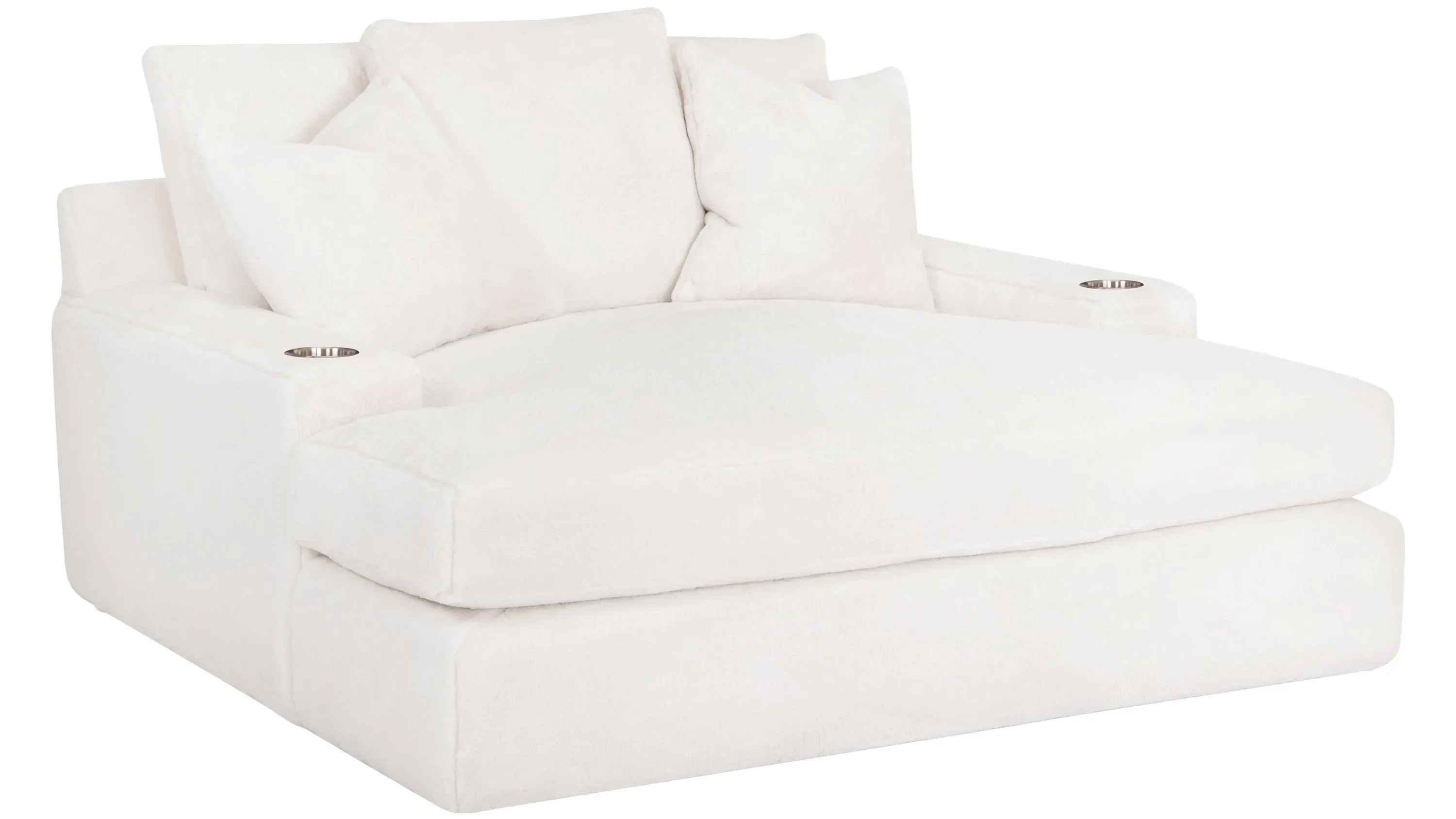 Woolly Small Chaise w/ Dual Cup Holders and USB Port
