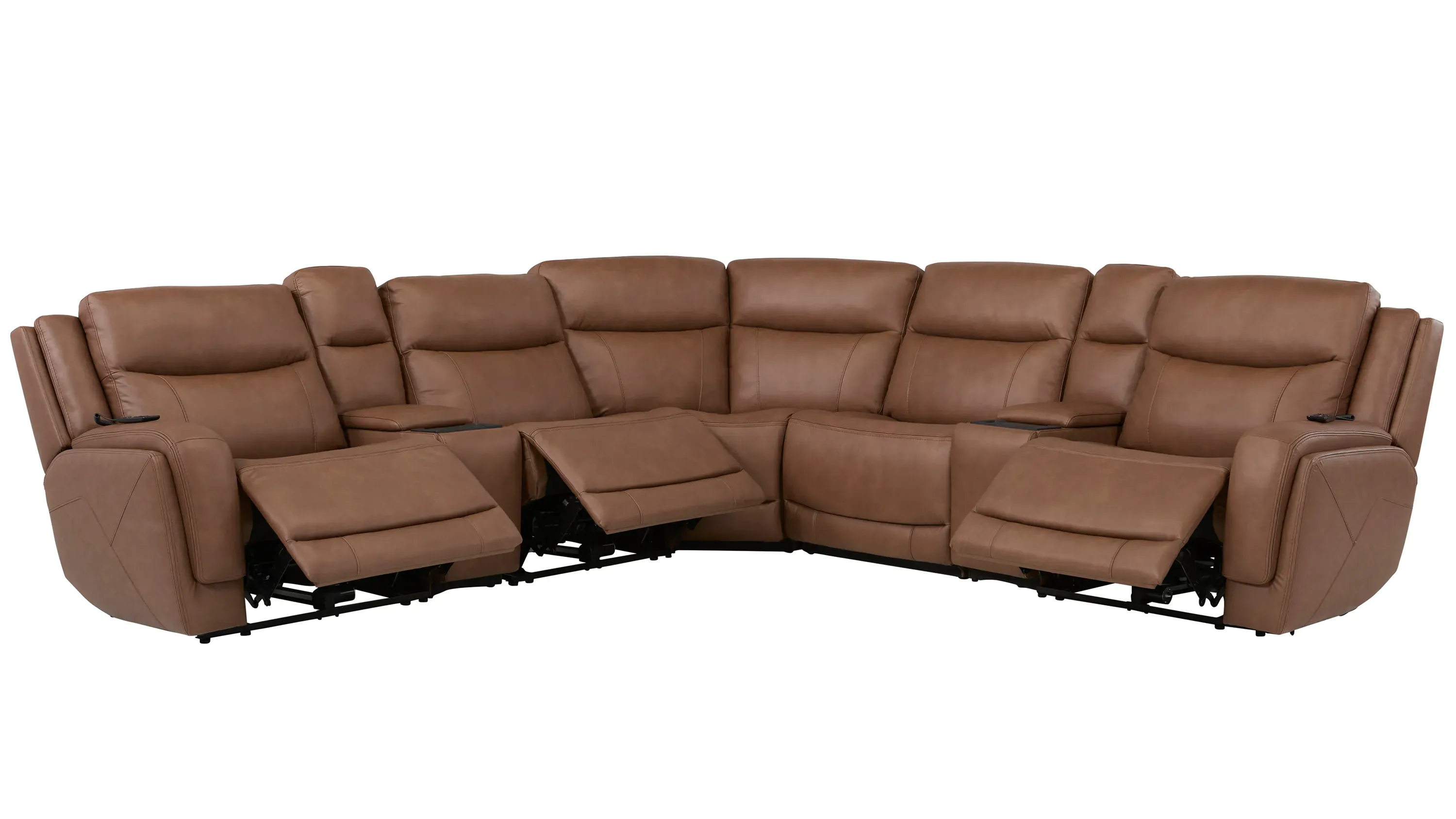 Harbin 7-pc. Leather Triple Power Sectional | Raymour & Flanigan