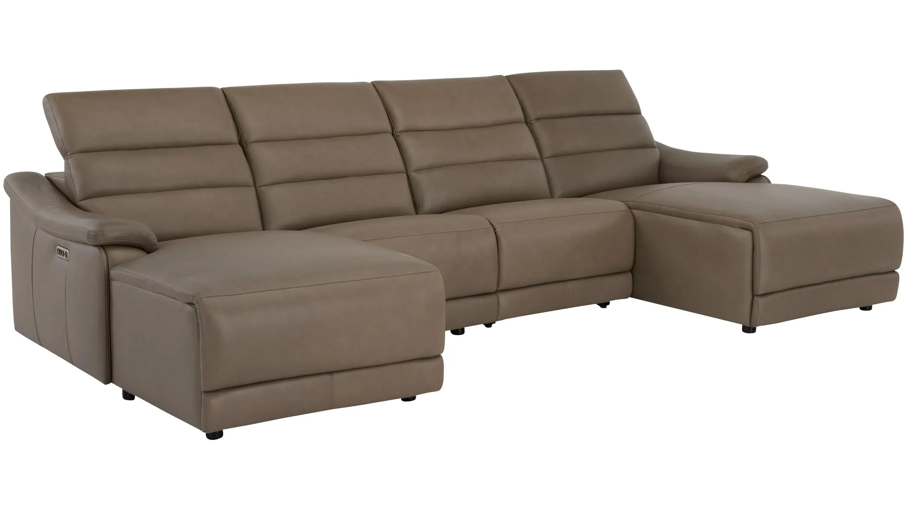 Tucker 4-pc. Triple Power Leather Sectional | Raymour & Flanigan