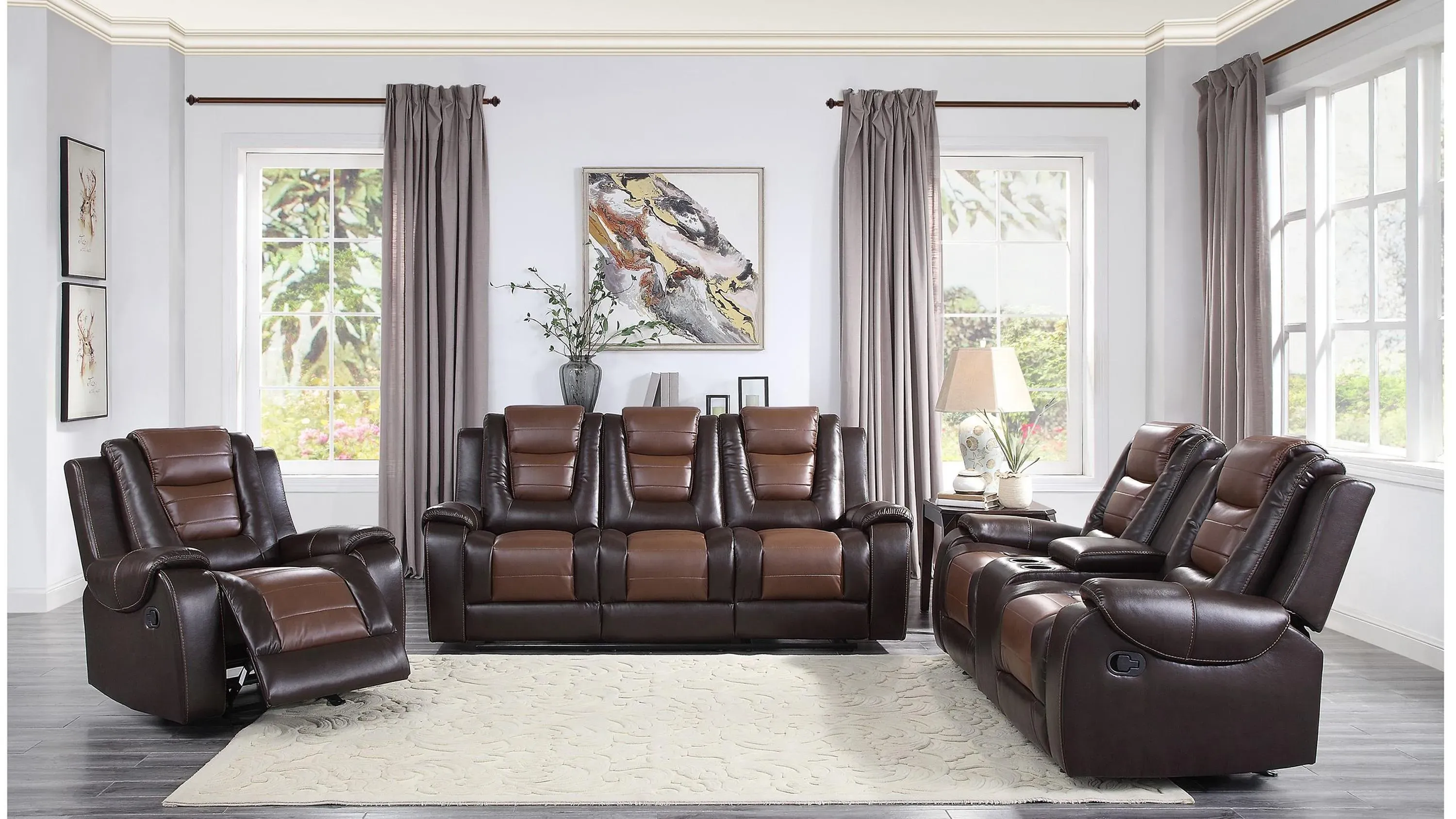 Ashcroft Double Reclining Sofa w/Drop-Down Cup Holder | Raymour