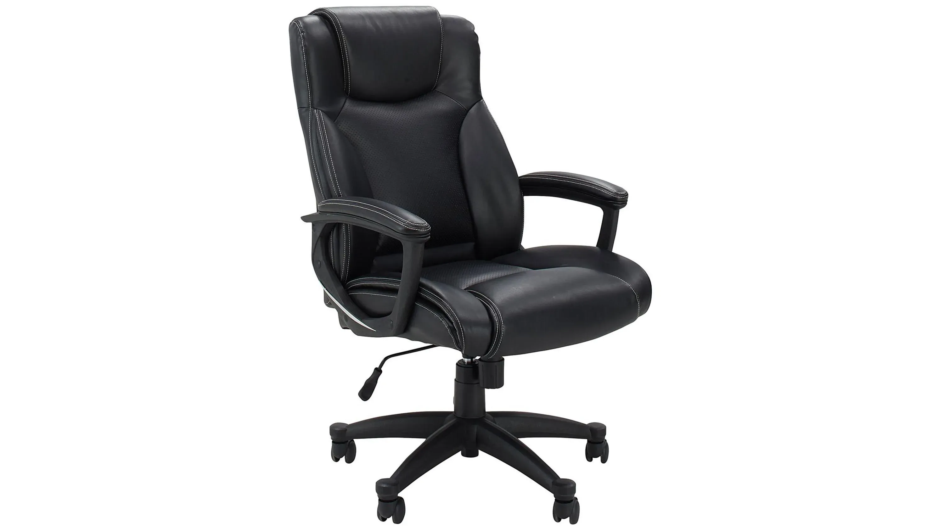 Hjh OFFICE 706814 XXL Managersstoel Commander Kunstleer Zwart Bureaustoel Dik Gevoerd Kantelfunctie Hoge Rugleuning 2 2224227208