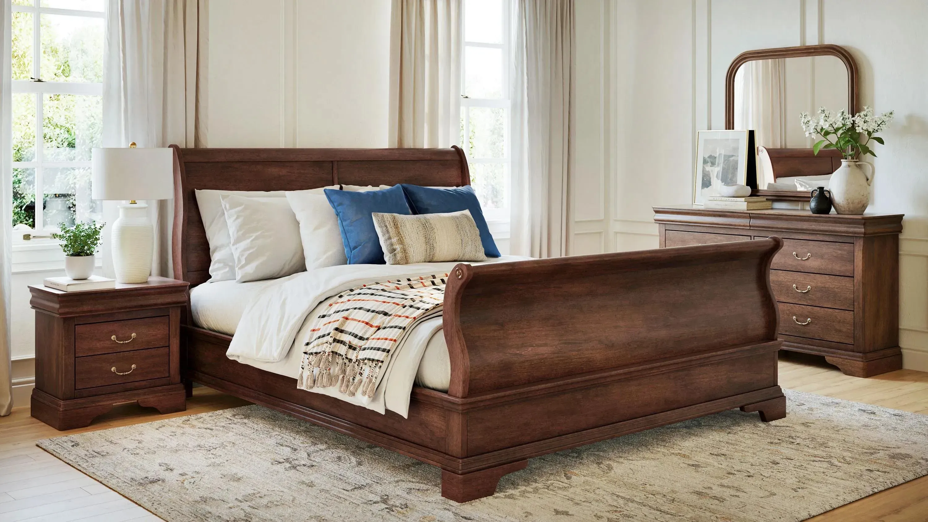 bedroom dresser wood WLIVE Wide 6-Drawer Modern Horizontal Wood Dresser Black main image 1