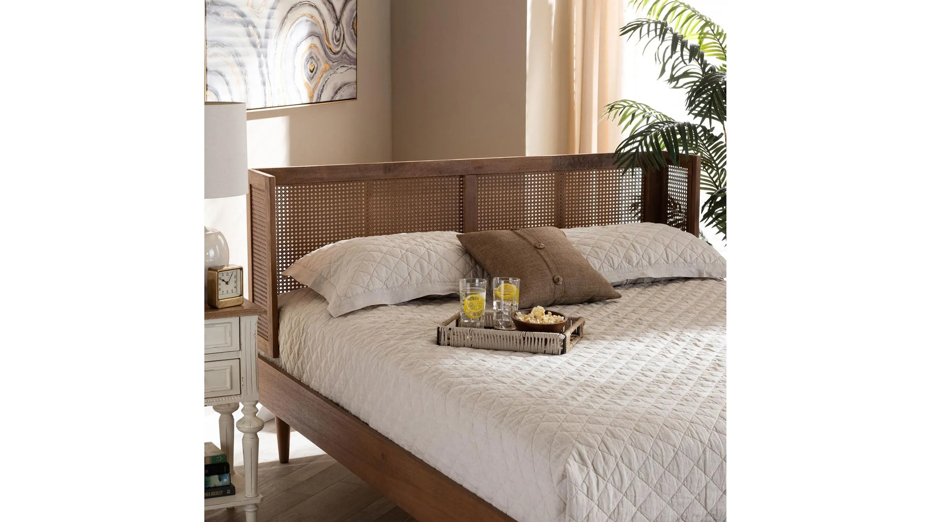 Rina Mid-Century King Size Wrap-Around Headboard | Raymour