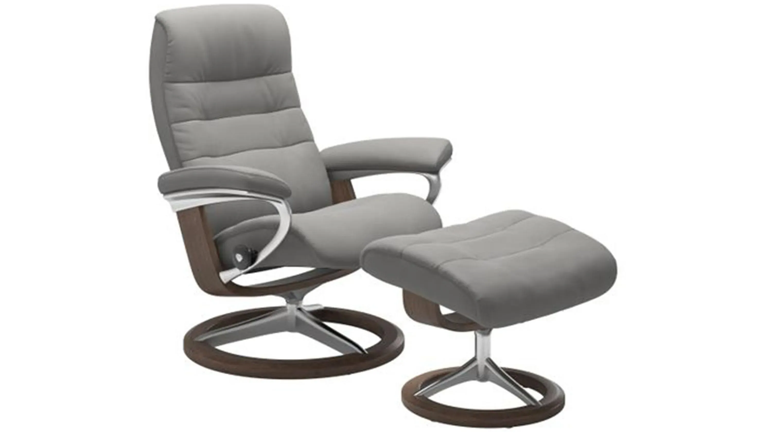 Stressless Opal Medium Signature Reclining Chair and Ottoman