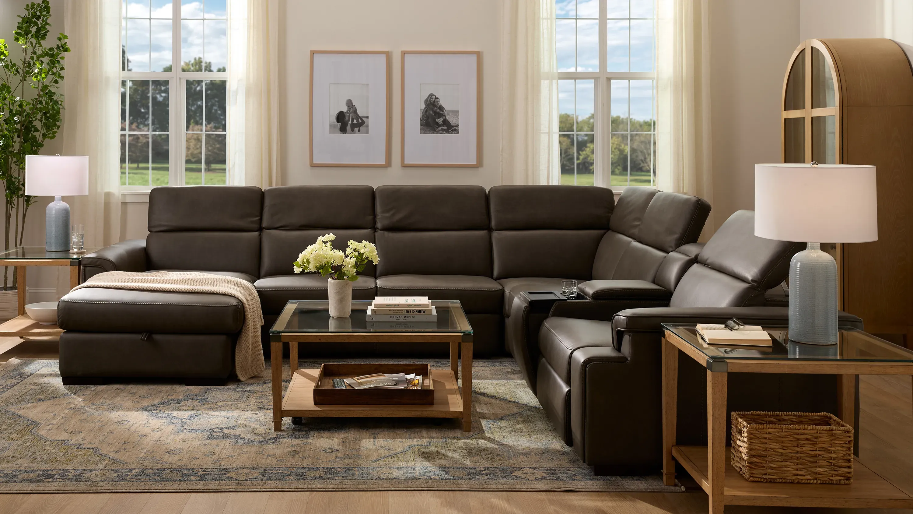 Orion 6-pc. Dual Power Media Sectional w/ Speaker Headrest