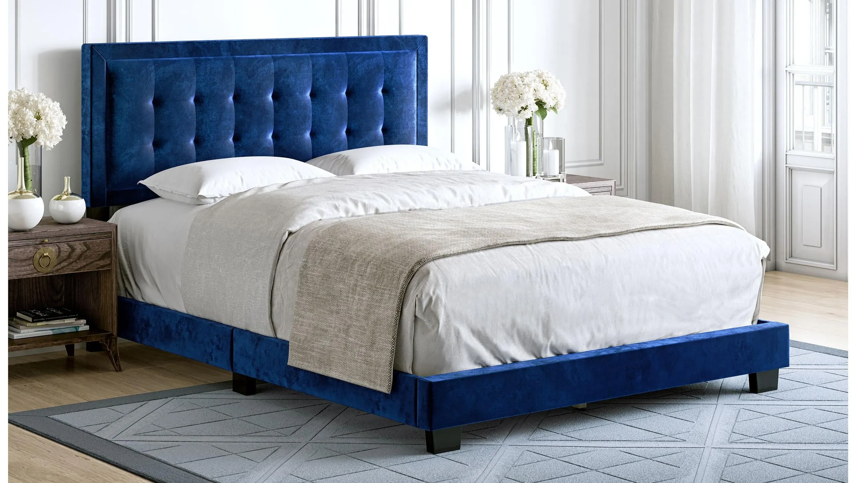 Paterson Full Velvet Touch Platform Bed | Raymour & Flanigan