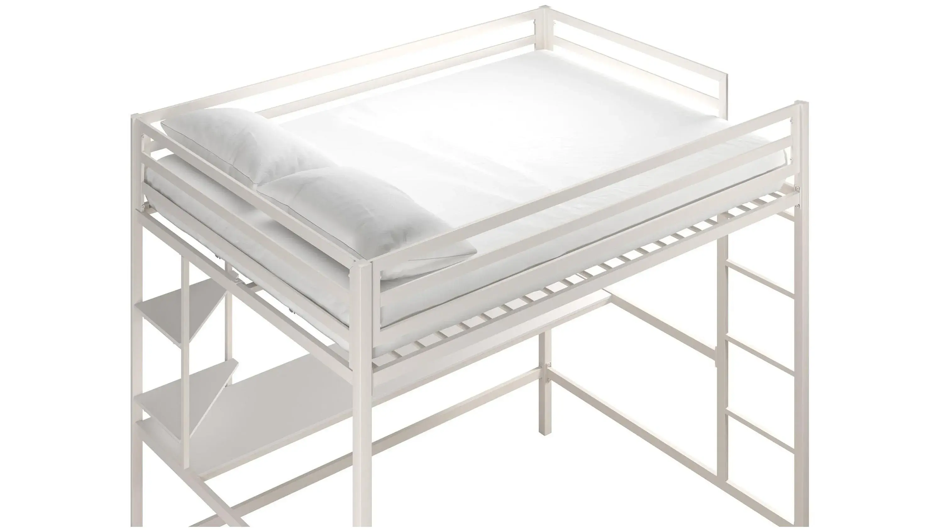 Novogratz Maxwell Metal Twin Loft Bed with Desk and Shelves - Thumbnail 4