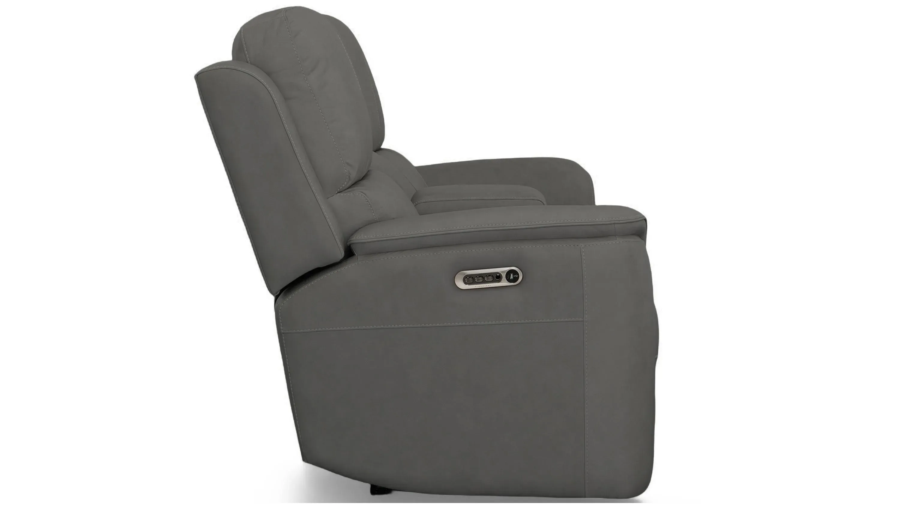 Henrick Triple Power Leather Console Loveseat | Raymour & Flanigan