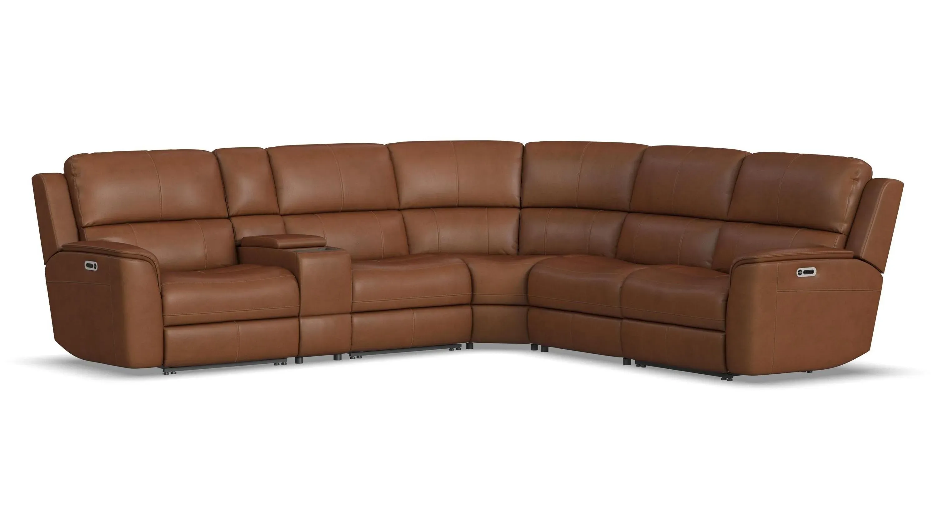 Henrick 6-pc. Triple Power Leather Sectional | Raymour & Flanigan