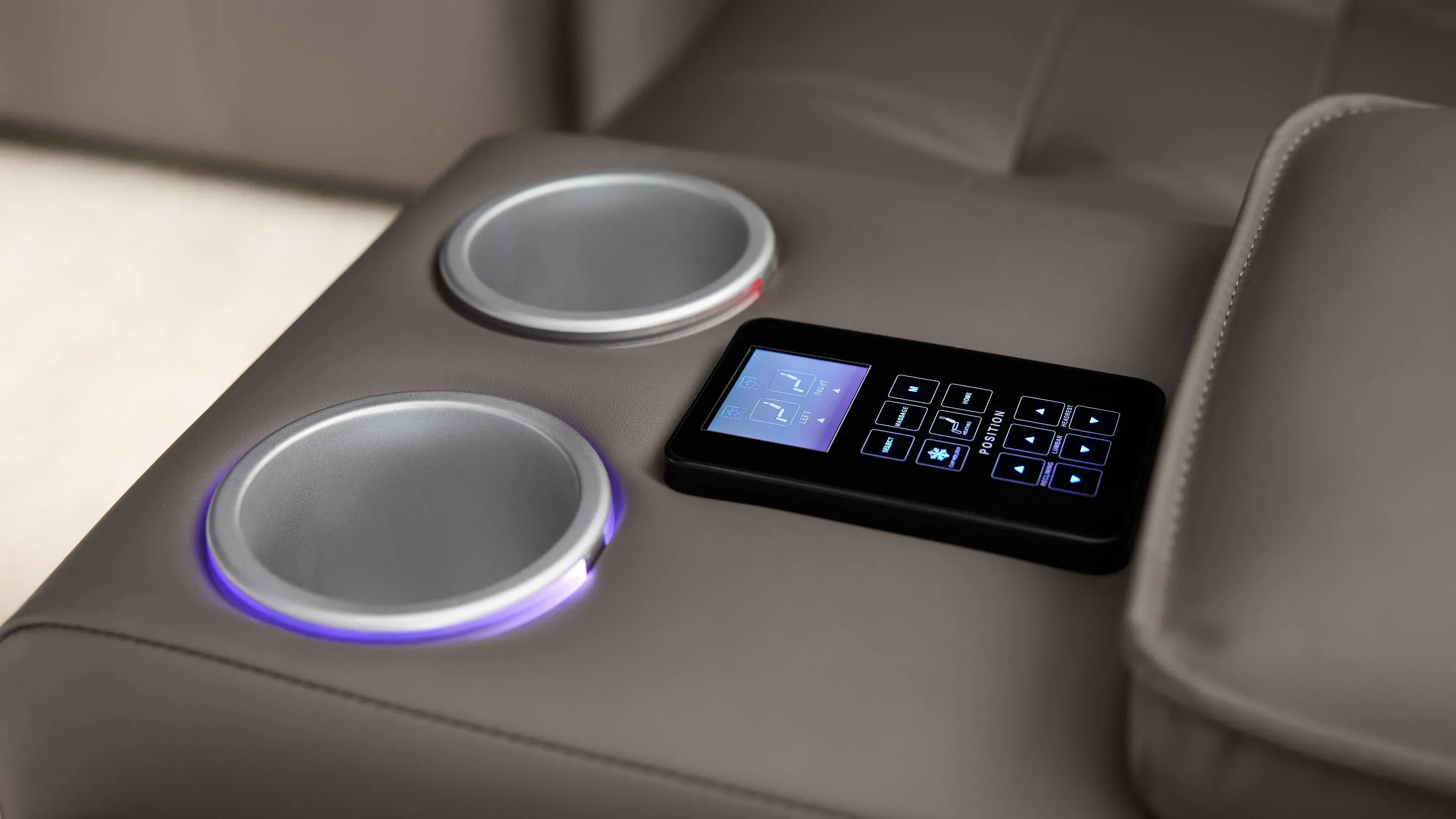 Hanlin Power Console Loveseat w/ Power Headrest, Lumbar, Heat and