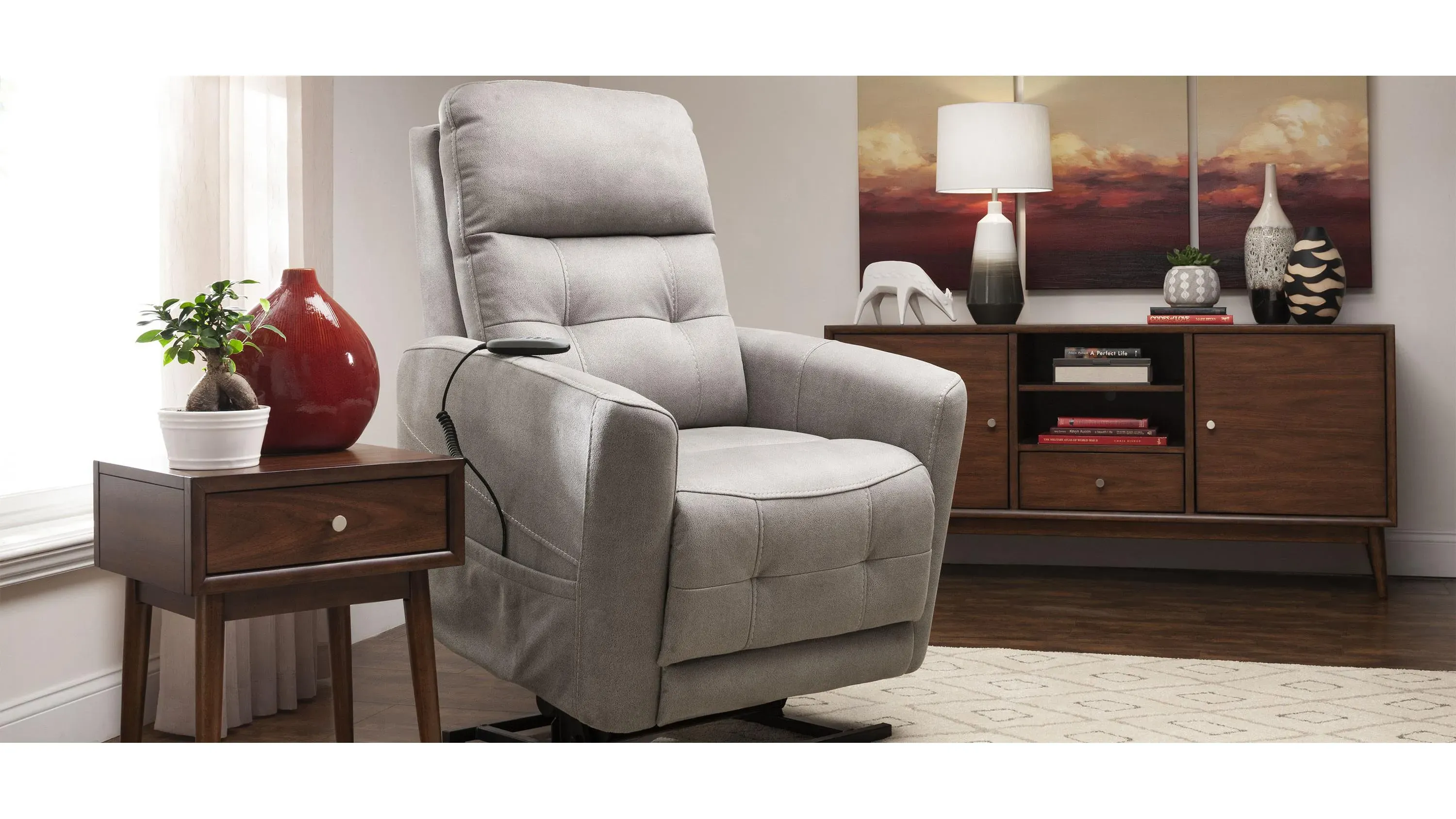Laverne Microfiber Power Lift Recliner | Raymour & Flanigan