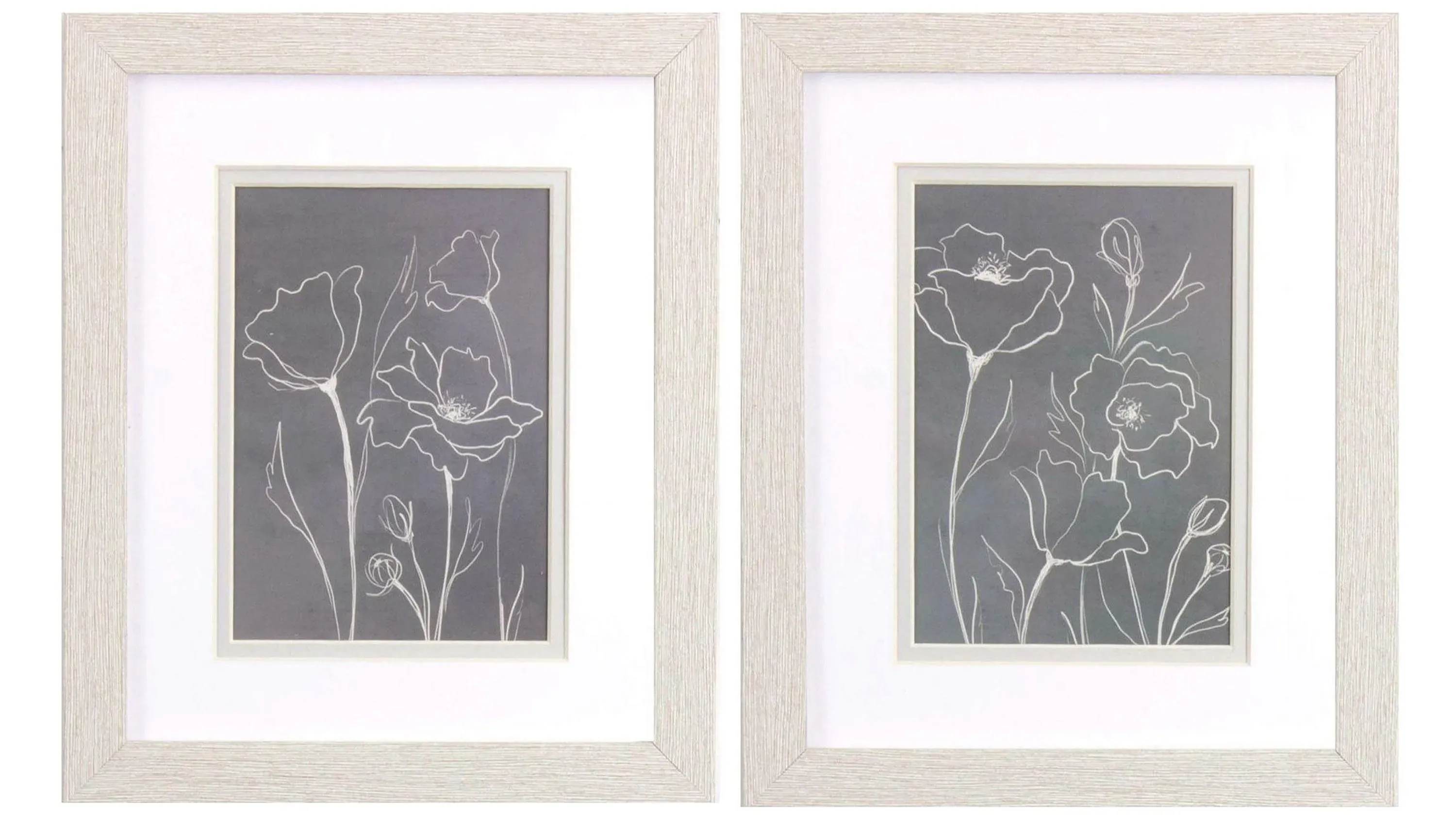 Gray Poppies Sketch - Set of 2