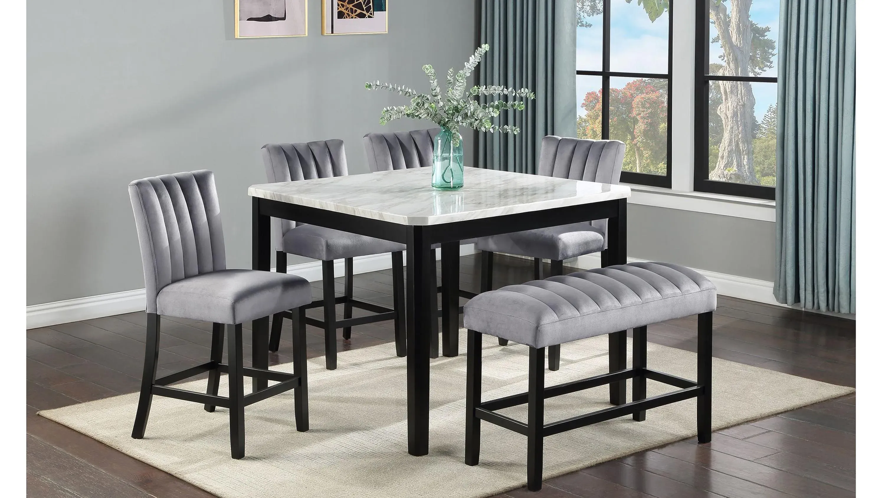 Pascal Counter Height 6 PC. Dining Set with Bench