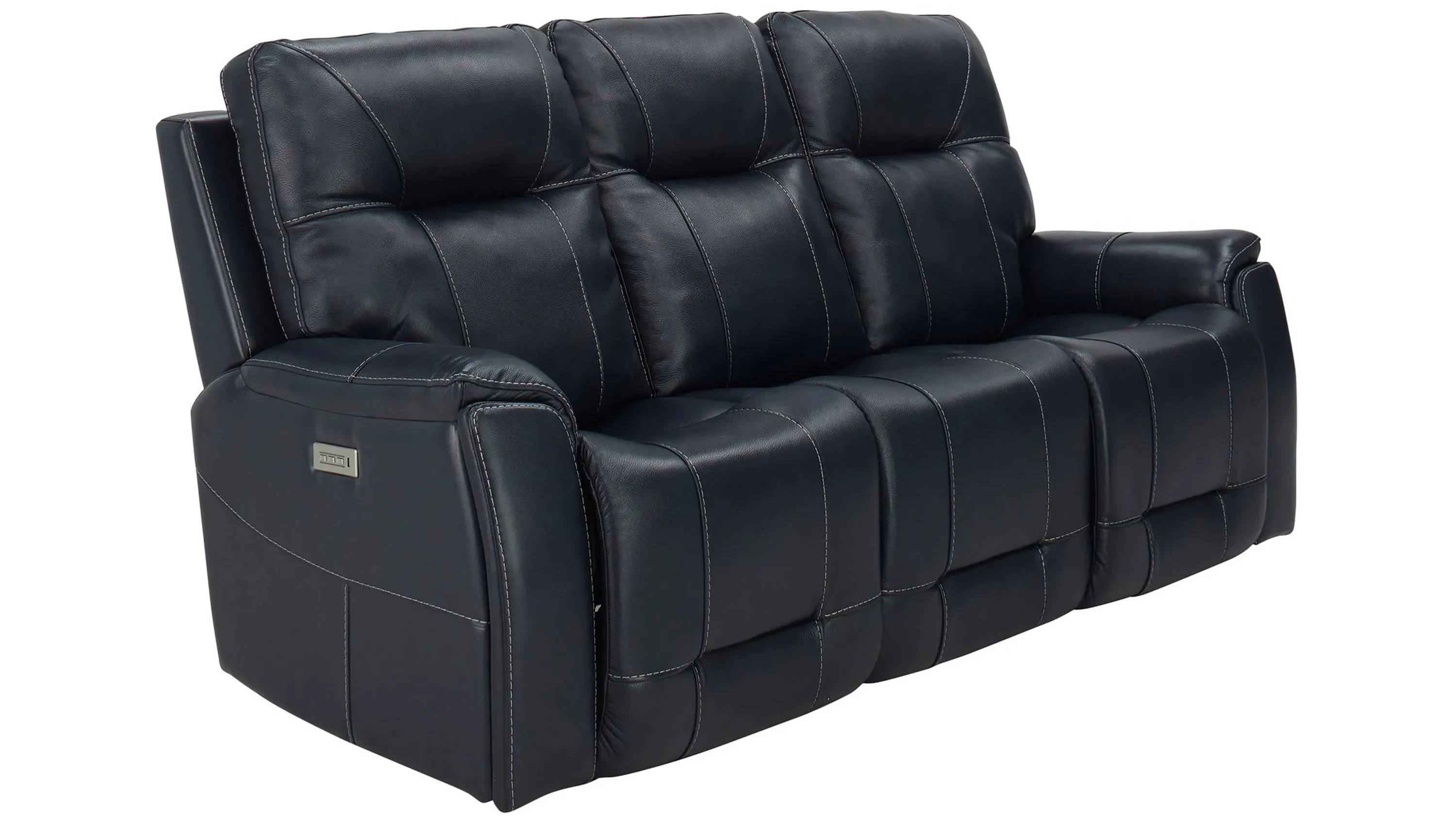 Barnett Leather Layflat Power Sofa w/ Power Headrest and Lumbar